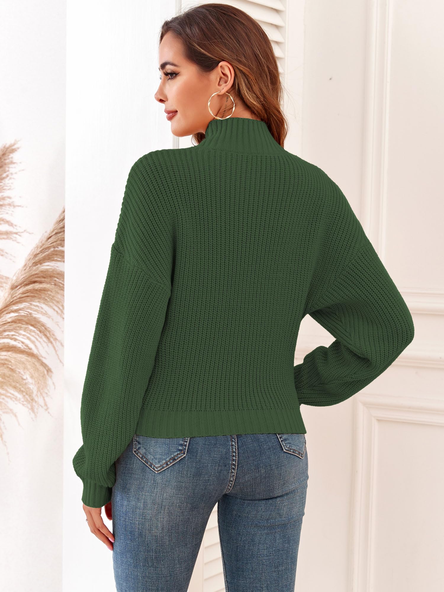 ZAFUL Women's Cropped Turtleneck Sweater Lantern Sleeve Ribbed Knit Pullover Sweater Jumper: ZAFUL Women's Cropped Turtleneck Sweater Lantern Sleeve Ribbed Knit Pullover Sweater Jumper