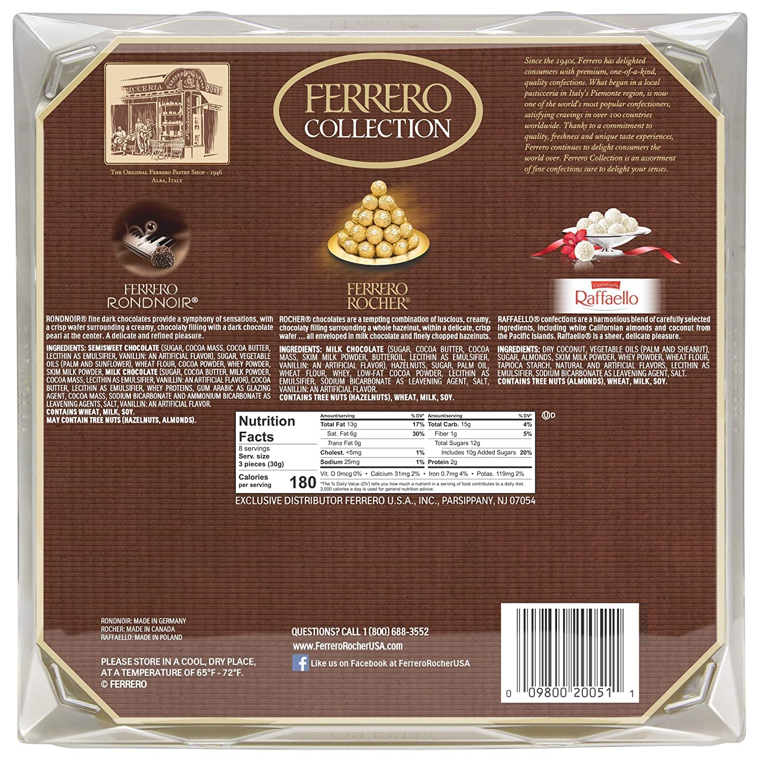 Ferrero Collection, 24 Count, Premium Gourmet Assorted Hazelnut Milk Chocolate, Dark Chocolate and Coconut, 9.1 oz: Assorted 24 Count (Pack of 1)