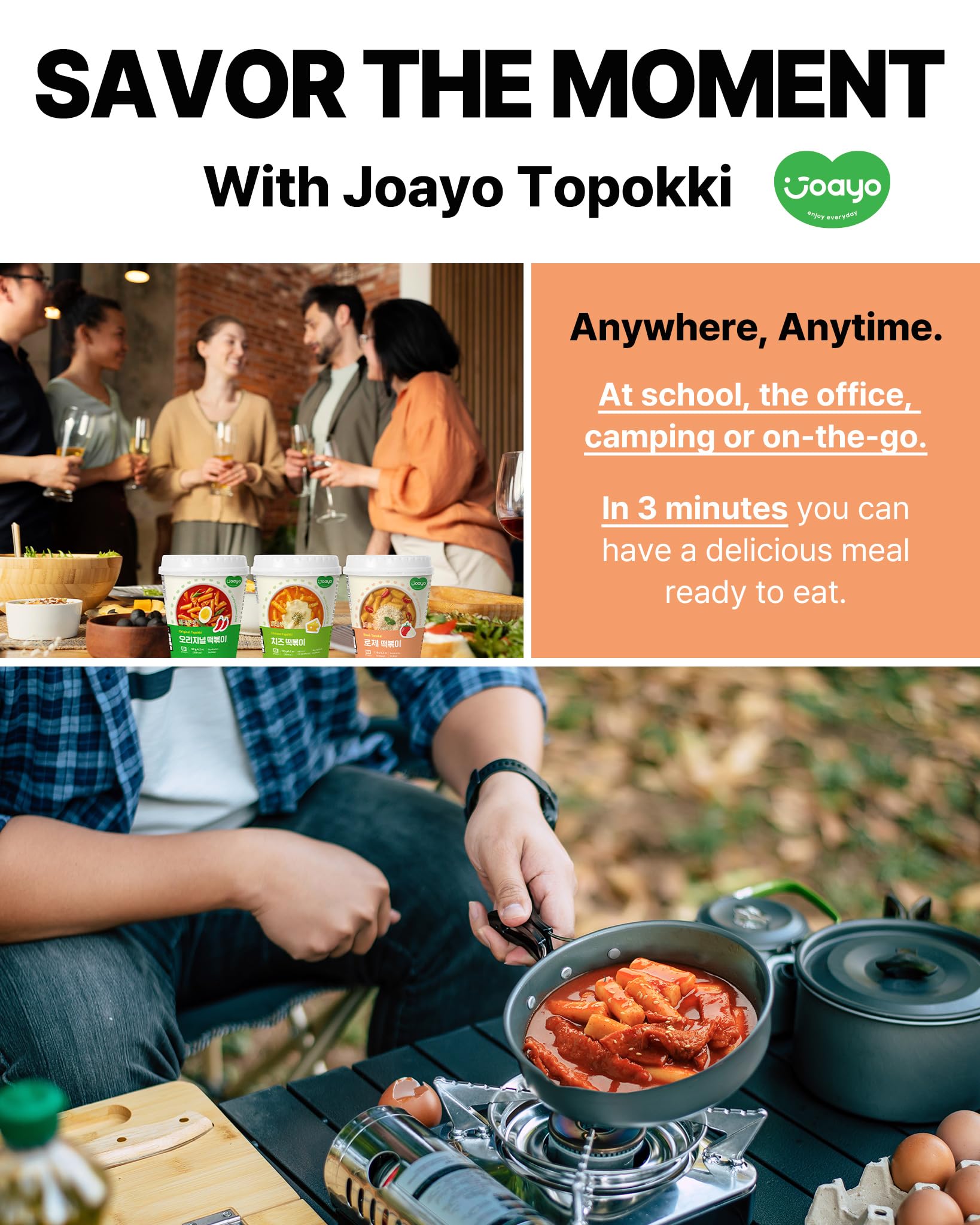 JOAYO Rose Tteokbokki Rice Cakes w/Spicy & Creamy Carbonara Flavored Sauce [2-PACK] Korean Street Food Easy K-Food Instant Microwavable Snack