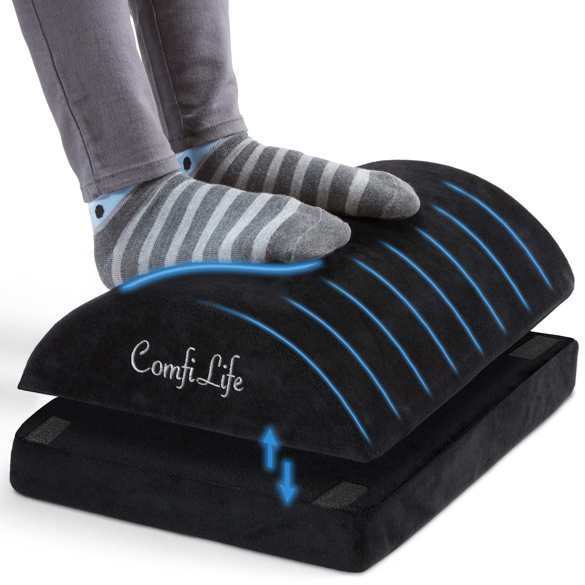 ComfiLife Ergonomic Under Desk Foot Rest for Office Use – Adjustable Height Memory Foam Foot Stool Under Desk for Office Chair & Gaming Chair – for Back & Hip Pain Relief (Black): ComfiLife Ergonomic Under Desk Foot Rest for Office Use – Adjustable Height Memory Foam Foot Stool Under Desk for Office Chair & Gaming Chair – for Back & Hip Pain Relief (Black)