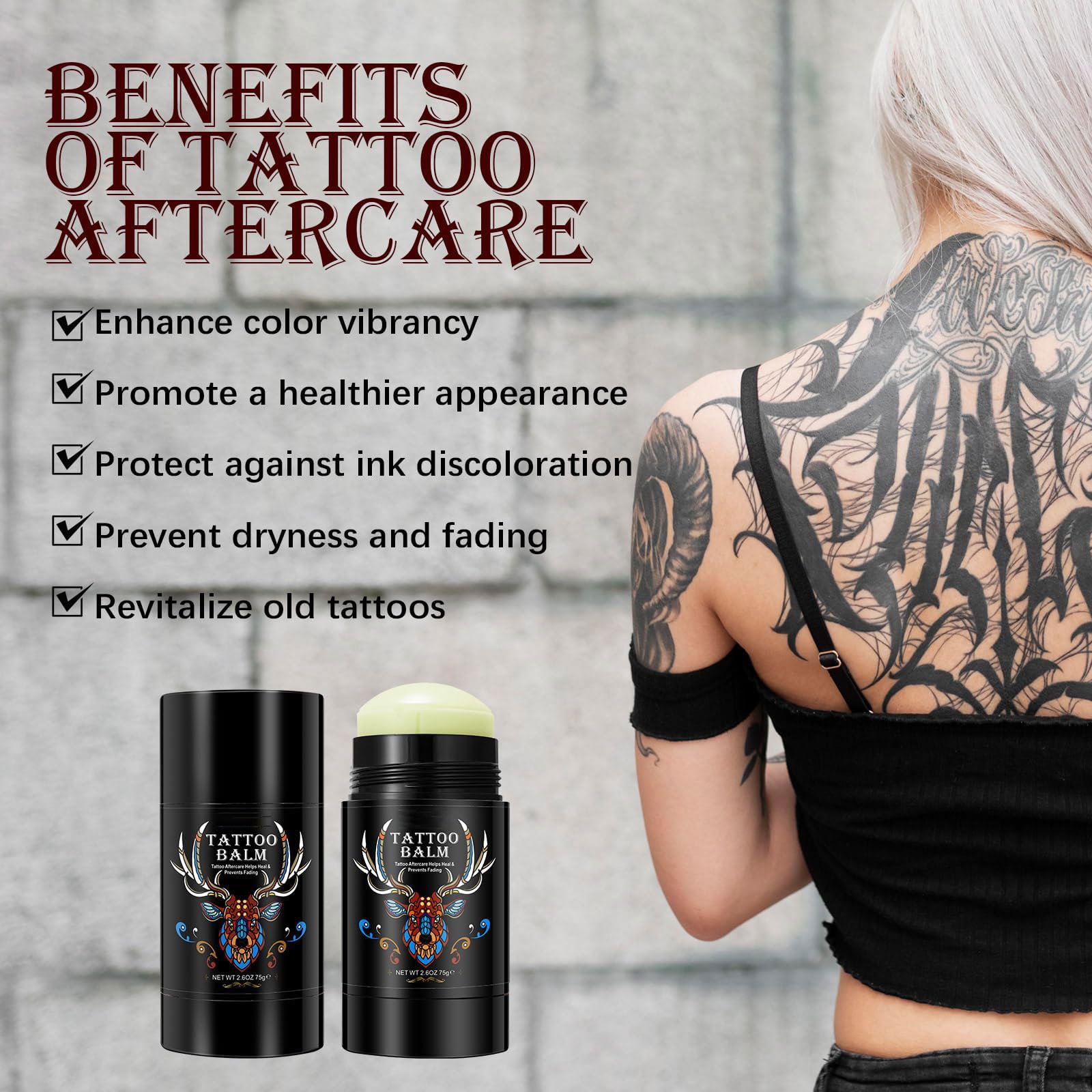 Tattoo Aftercare Butter Balm, 2.6 oz, Old & New Tattoo Moisturizer Healing Brightener for Color Enhance, Natural Organic Tattoo Cream thumbnail 3