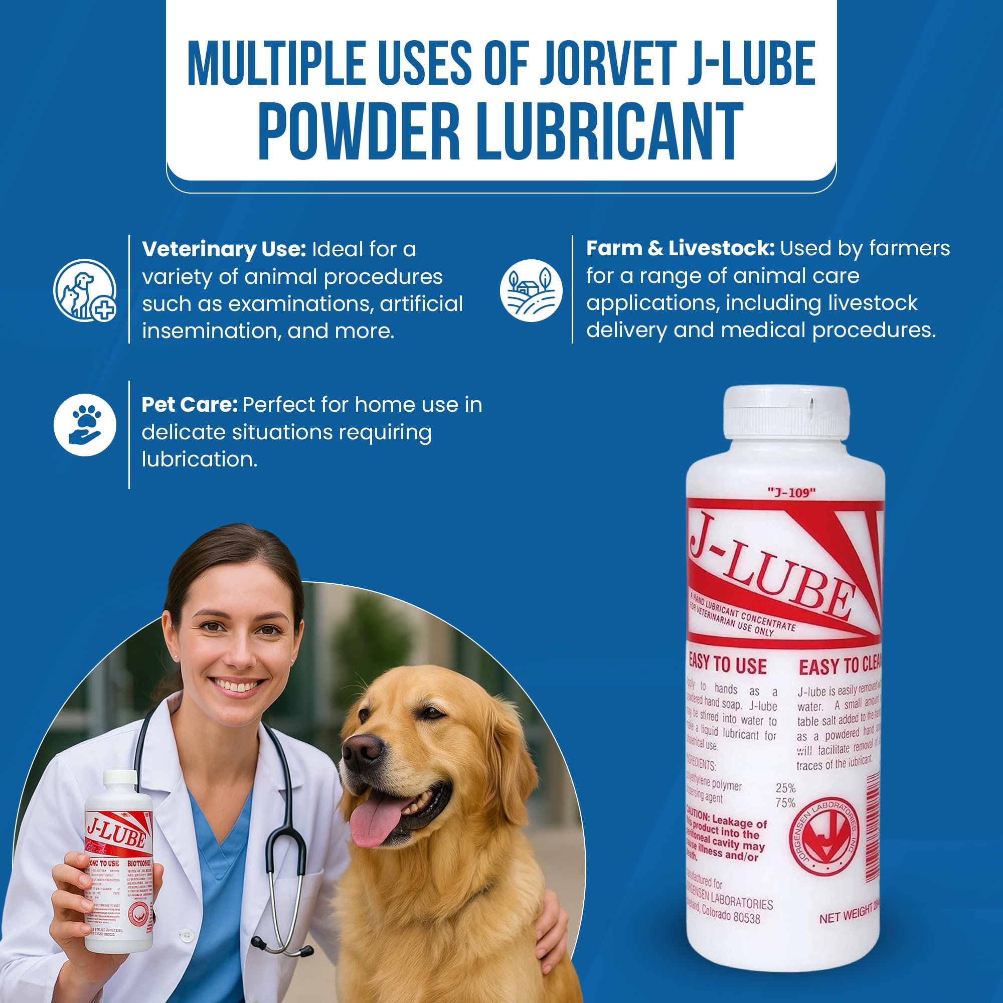 JorVet J-Lube Powder Lubricant | Easy-Mix Formula, Non-Irritating & Mess-Free | 10oz Bottle Makes 6-8 Gallons | Trusted for Veterinary & Obstetrical Use | Safe, Smooth & Easy to Clean | Red White: JorVet J-Lube Powder Lubricant | Easy-Mix Formula, Non-Irritating & Mess-Free | 10oz Bottle Makes 6-8 Gallons | Trusted for Veterinary & Obstetrical Use | Safe, Smooth & Easy to Clean | Red White