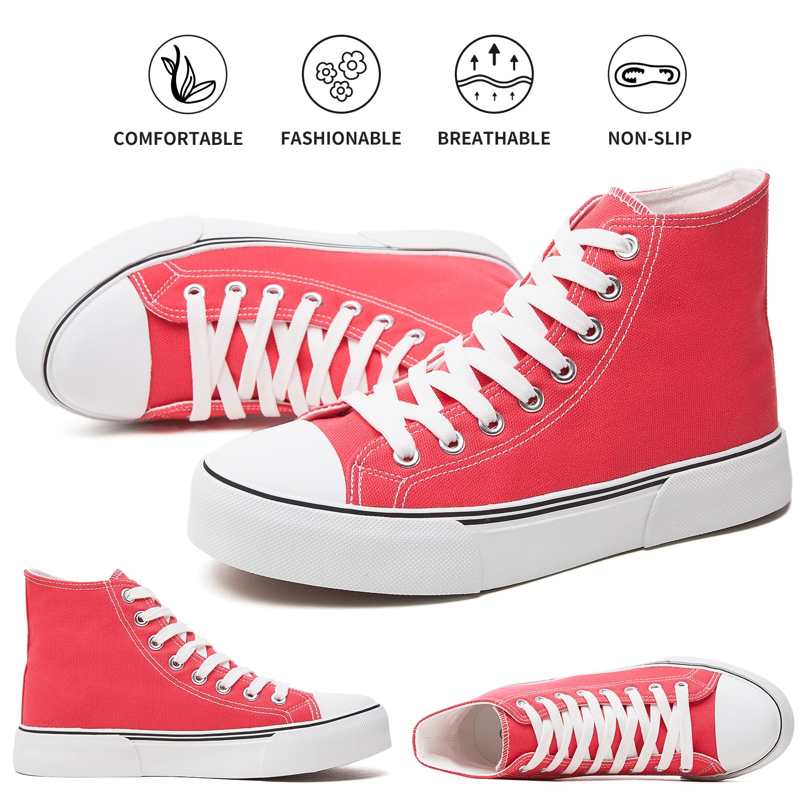 hash bubbie Unisex Fashion High top Sneakers Womens Classic High Tops Canvas Shoes Casual Tennis Shoes for Men