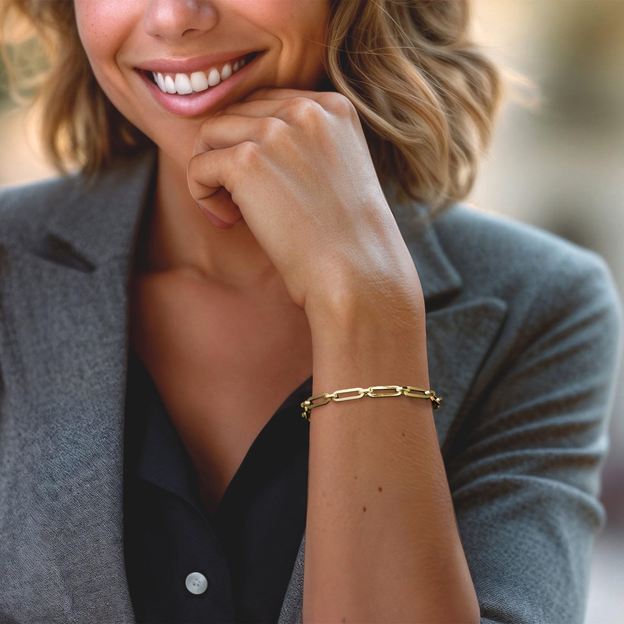 Ross-Simons Italian 14kt Yellow Gold Paper Clip Link Bracelet. 7 inches - Image 2