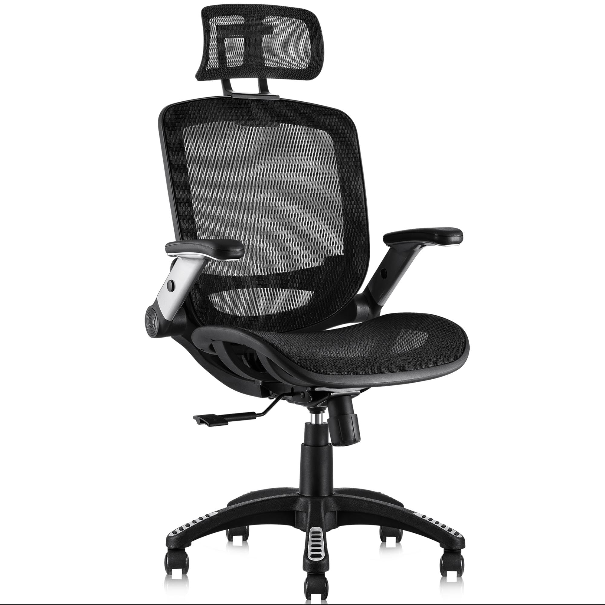 GABRYLLY Ergonomic Office Chair, High Back Home Desk Chair with Headrest, Flip-Up Arms, 90-120° Tilt Lock and Wide Cushion, Big and Tall Mesh Chairs for Man Woman, Black Task Chair: GABRYLLY Ergonomic Office Chair, High Back Home Desk Chair with Headrest, Flip-Up Arms, 90-120° Tilt Lock and Wide Cushion, Big and Tall Mesh Chairs for Man Woman, Black Task Chair