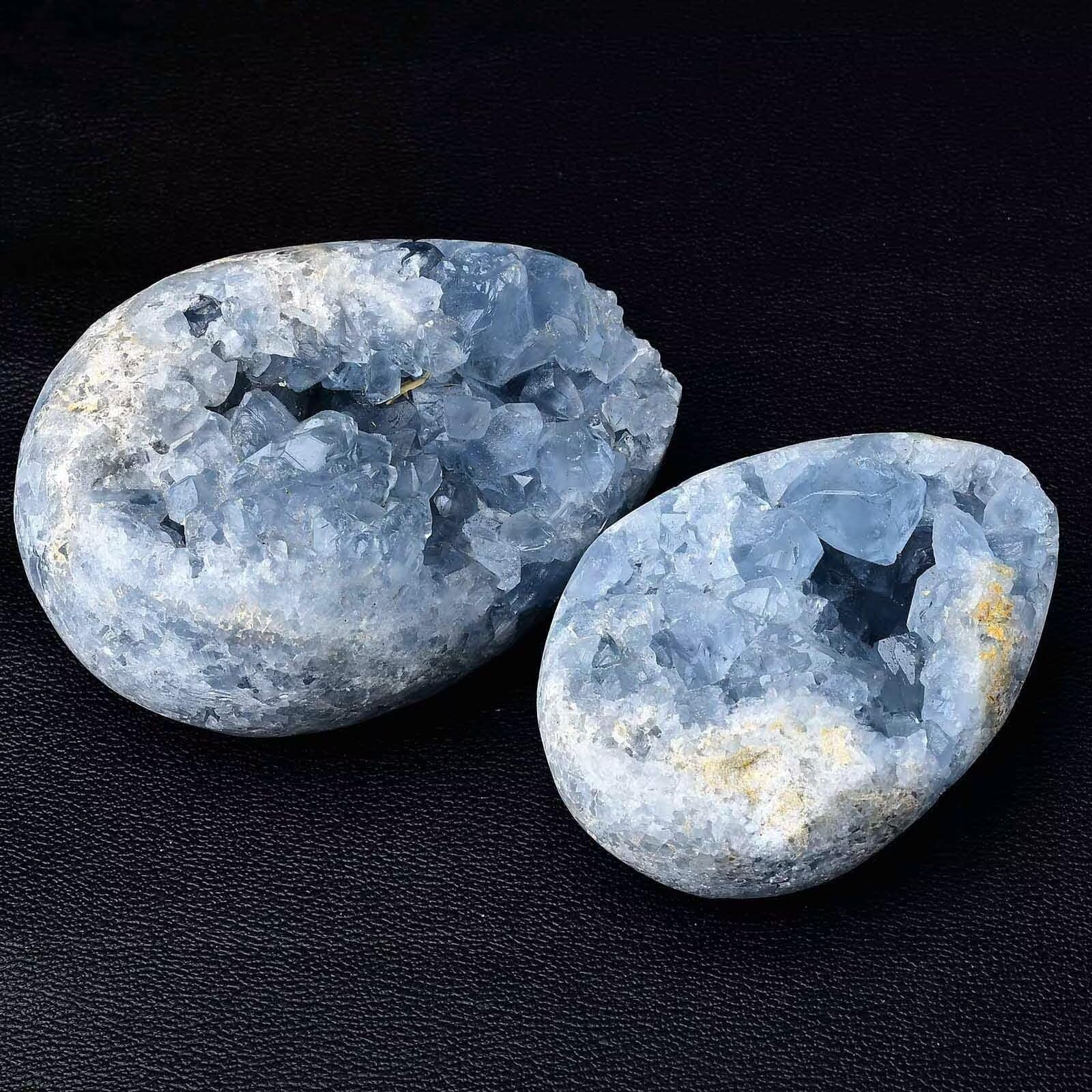 FZBHRO Natural Blue Celestite Geode Egg Healing Crystal Stone Collection Mineral Specimen with Stand Home Office Decor 6.6-7.7 Pounds: Light Blue 0.8-1.3 Pound