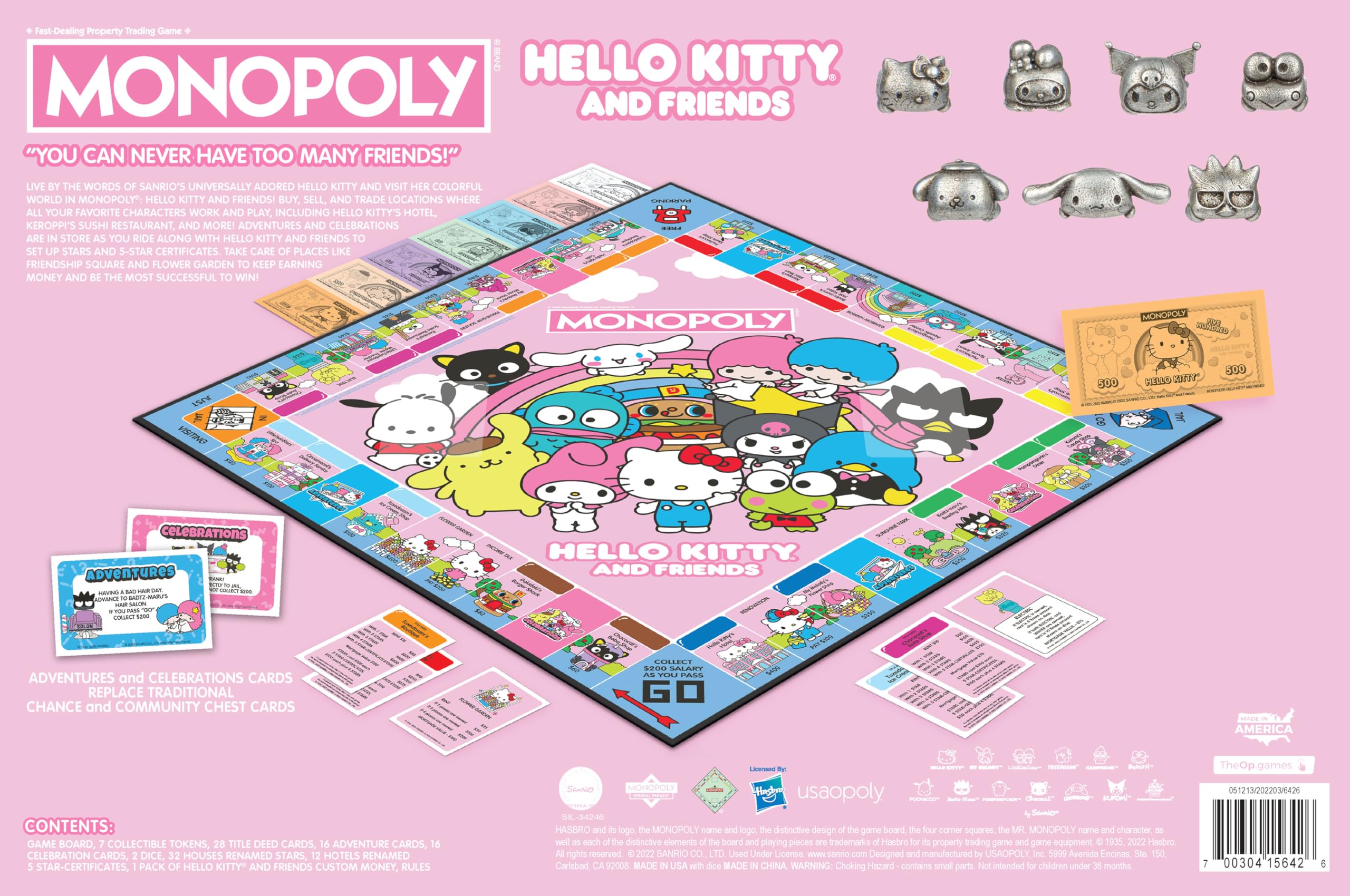Monopoly: Hello Kitty and Friends, Buy, Sell, Trade Buildings from The Animated Series, Featuring My Melody, Badtz-Maru, Keroppi, Classic Monopoly Game, Officially-Licensed Hello Kitty Merchandise