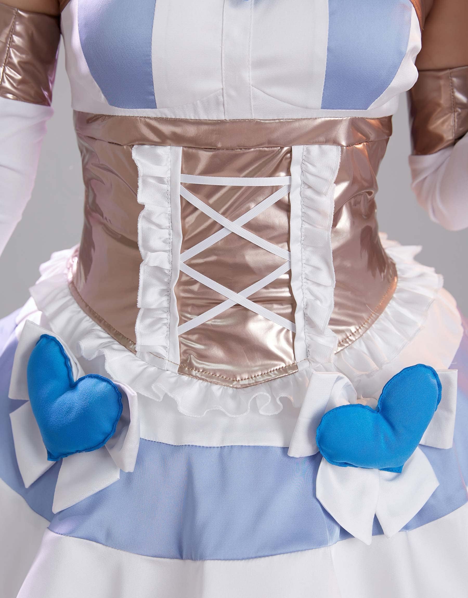 Miccostumes Womens Anime Dress Blue Heart Cosplay Costume with Wings