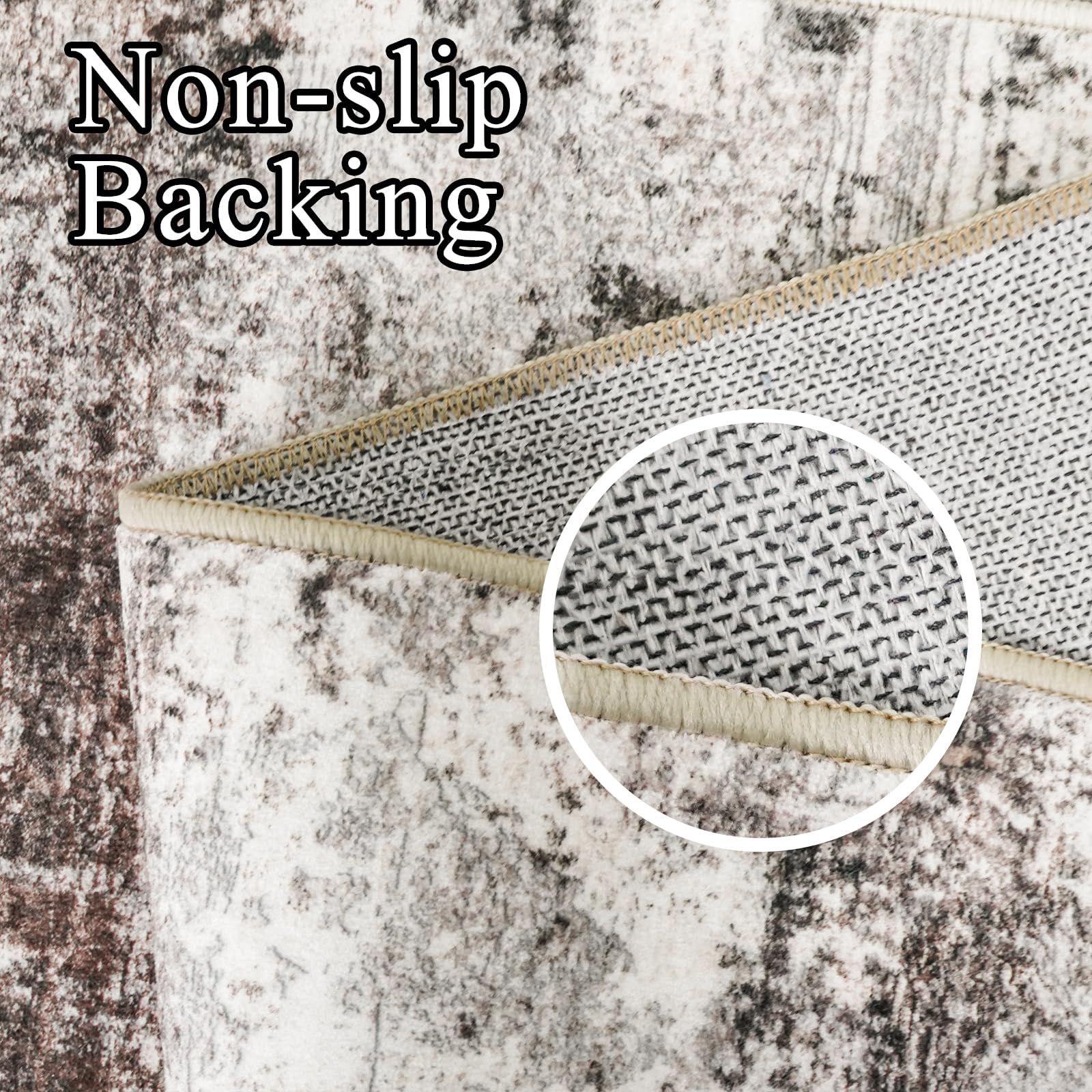 RUUGME 10X14 Abstract Area Rug:Large Washable Living Room Rug Indoor Non Slip Low Pile Carpet for Bedroom Soft Foldable Stain Resistant Distressed Thin Rug for Dining Room Kitchen 10X14 Brown Brown 10' x 14' (Rectangular): Brown 10&apos; x 14&apos; (Rectangular)