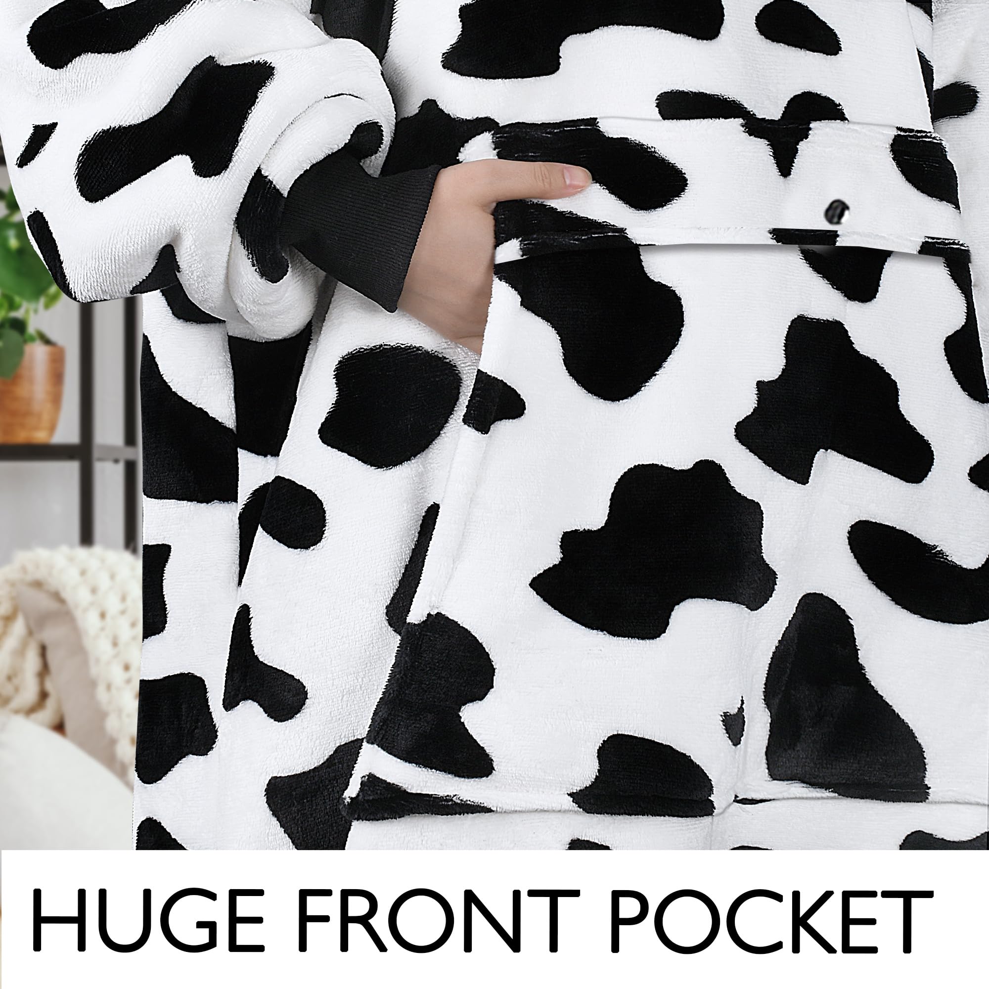 Catalonia Oversized Blanket Hoodie Sweatshirt, Wearable Sherpa Lounging Pullover for Adults Women Men: One Size Dalmatian-extra Long