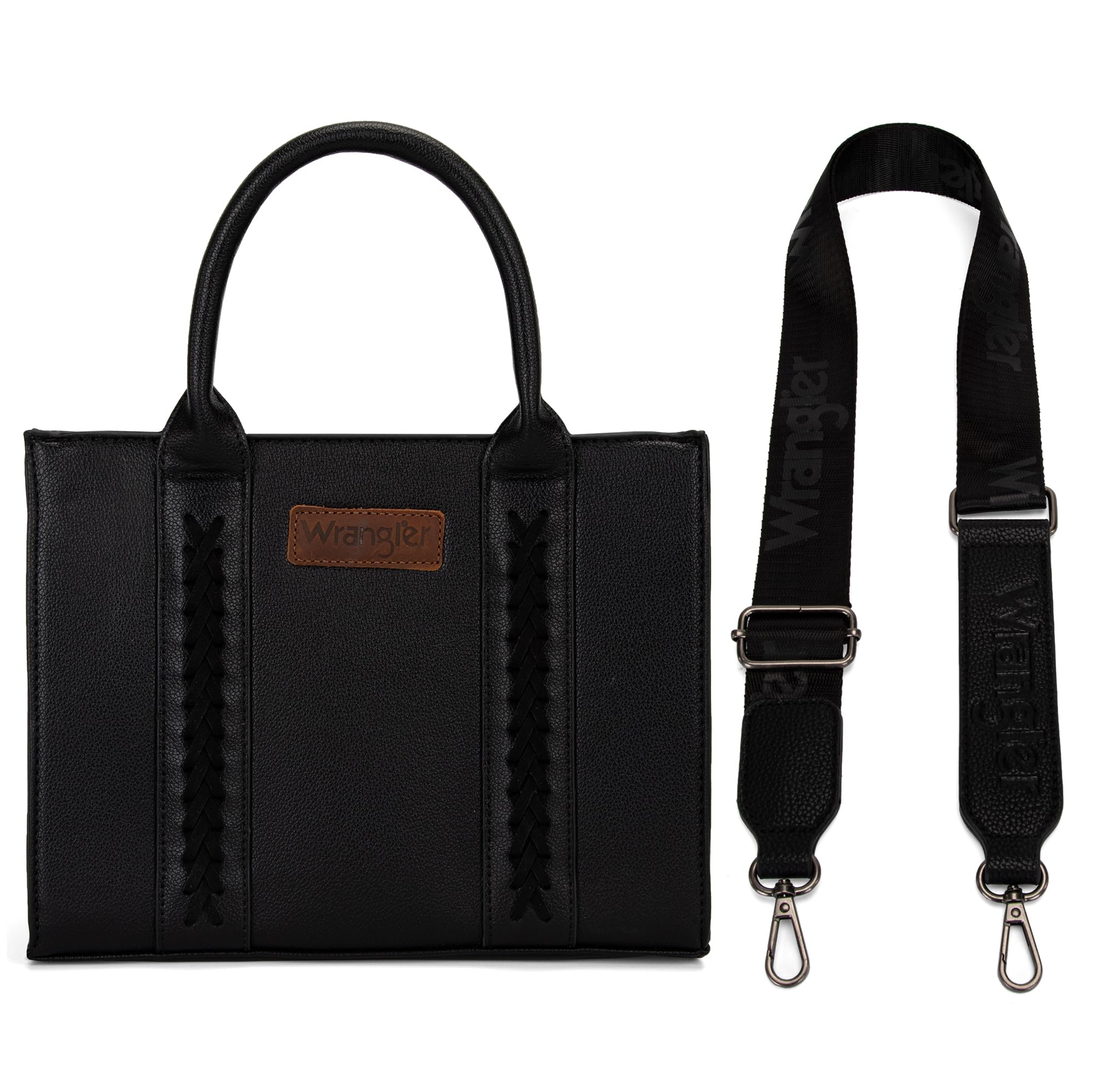 Wrangler Medium Tote Bag for Women Designer Satchel Handbags Top-handle Purses with Strap: A-natural-black
