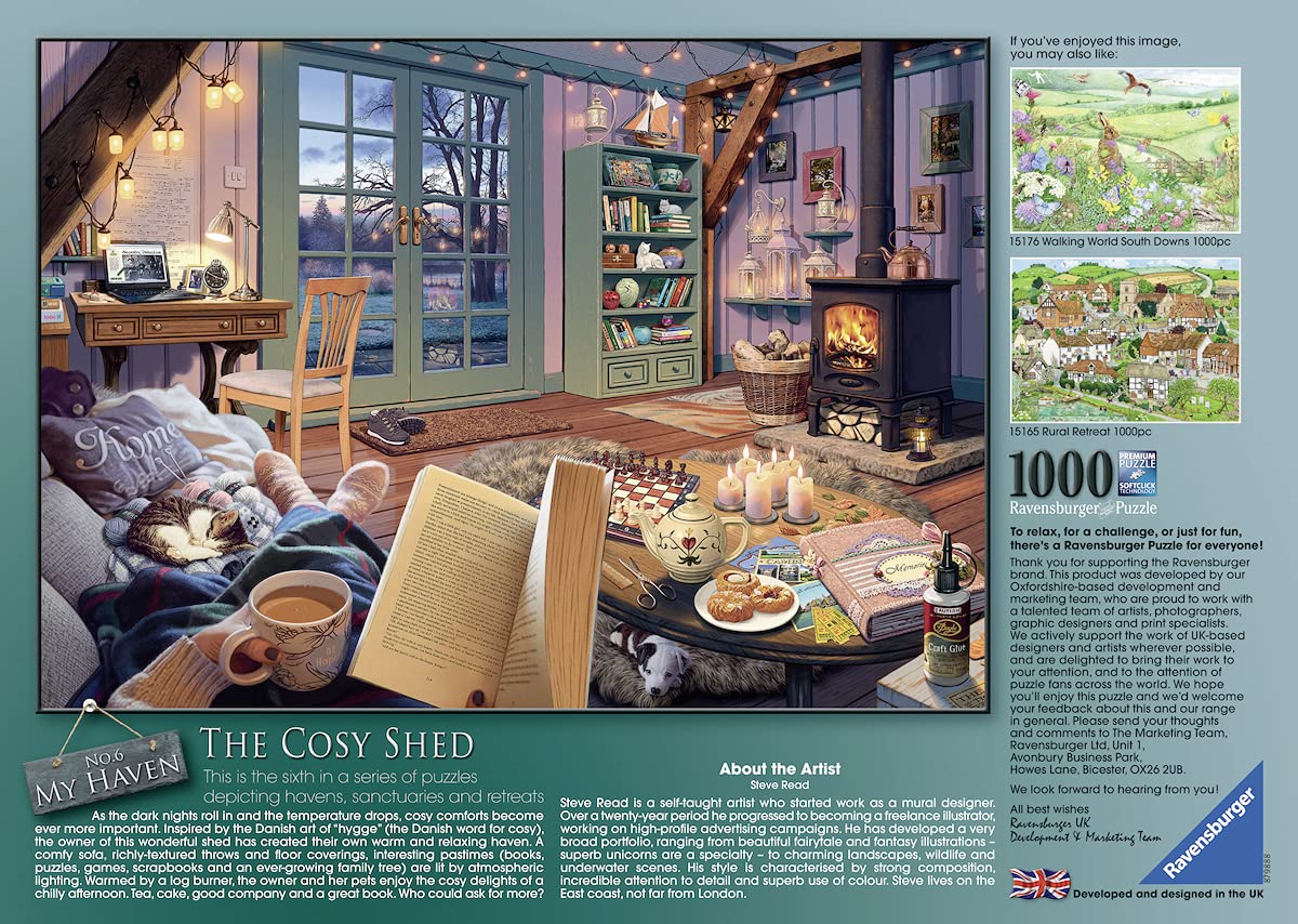 Ravensburger The Cosy Shed (1000 Piece Version of Cozy Retreat) Jigsaw Puzzle for Adults - Every Piece is Unique, Softclick Technology Means Pieces Fit Together Perfectly: Original Packaging