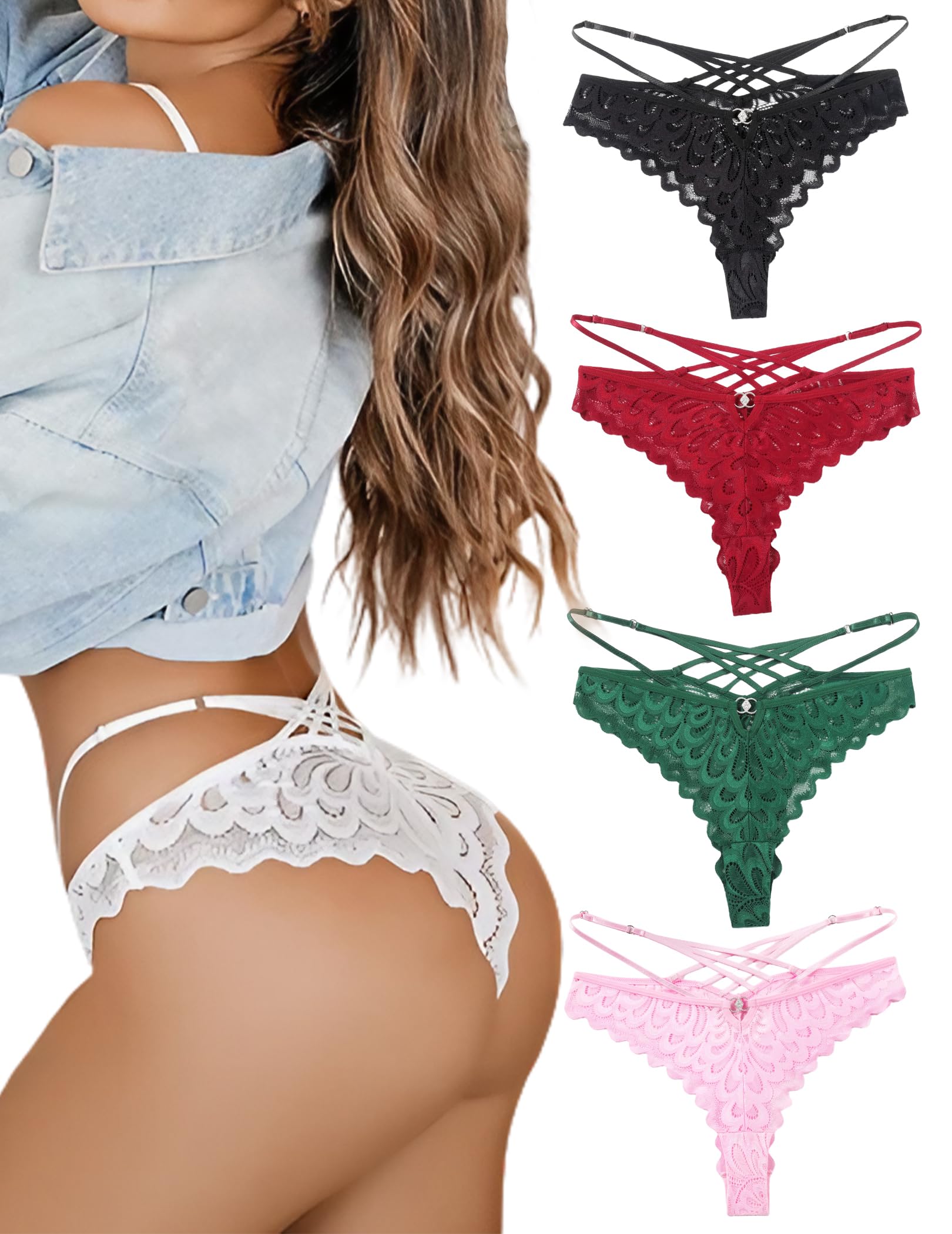 Avidlove Sexy Underwear for Women Lace Bikini Panties Criss Cross Back Underpants