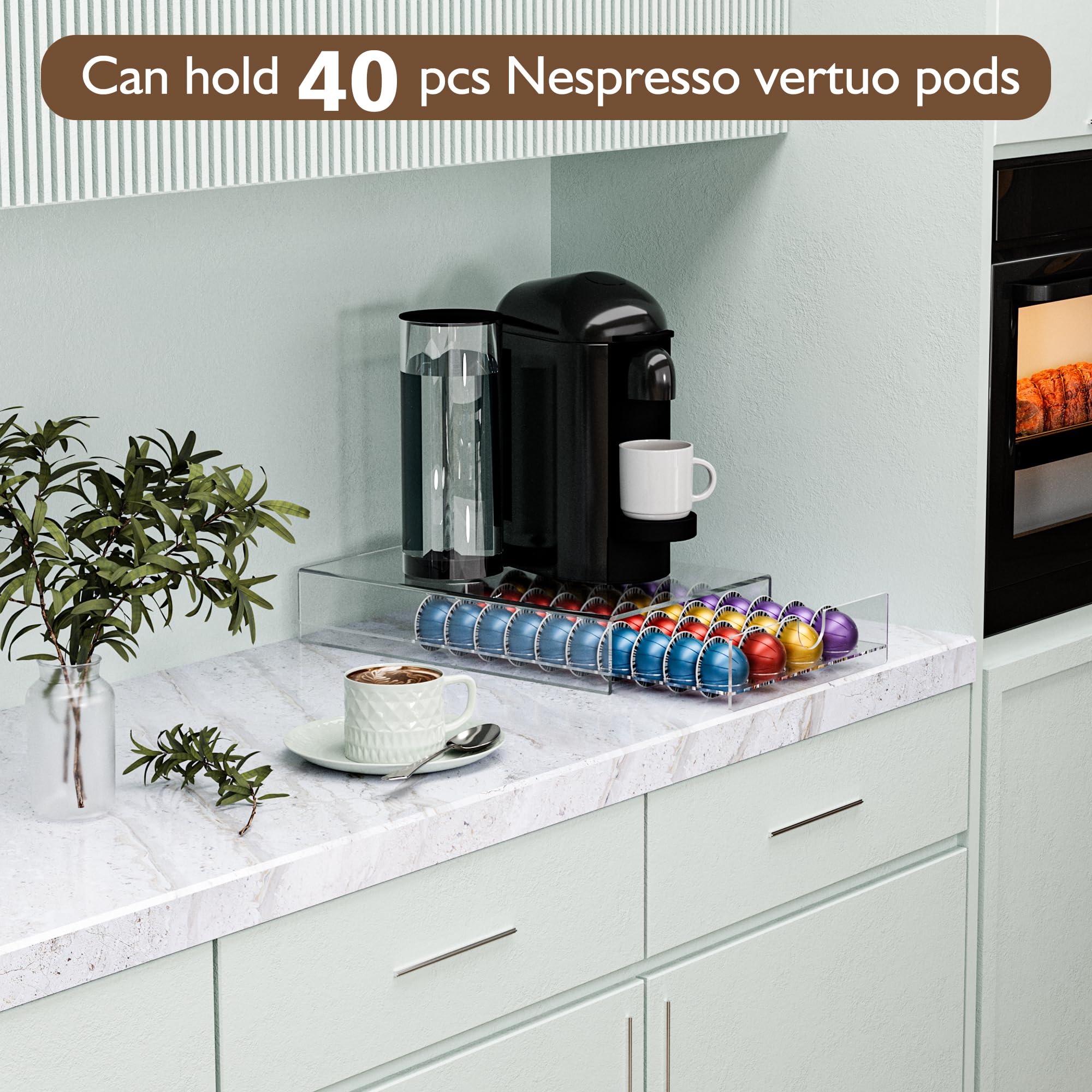 Acrylic Coffee Pod Organizer for Nespresso Vertuo Pod Holder 40 Pods Clear Vertuo Pod Storage Drawer thumbnail 7