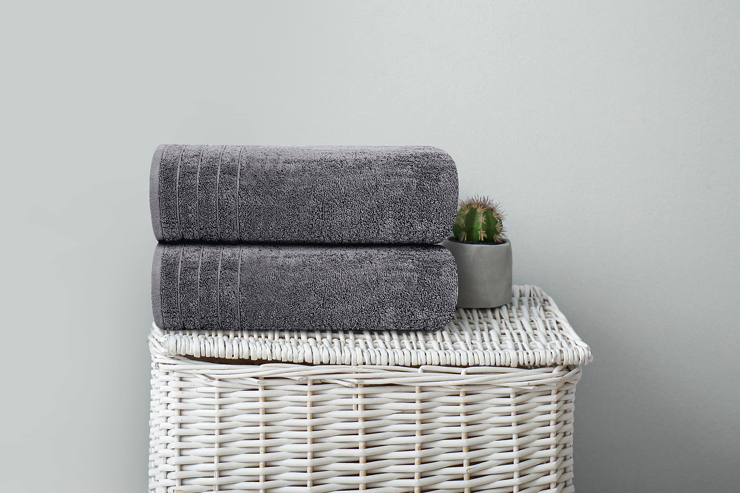Tens Towels Pack of 4 Extra Large Bath Towels 30 x 60 Inches, 100% Cotton, Larger & Lighter Weight, Quicker to Dry, Super Soft and Absorbent, Perfect for Bathroom,: Dark Grey