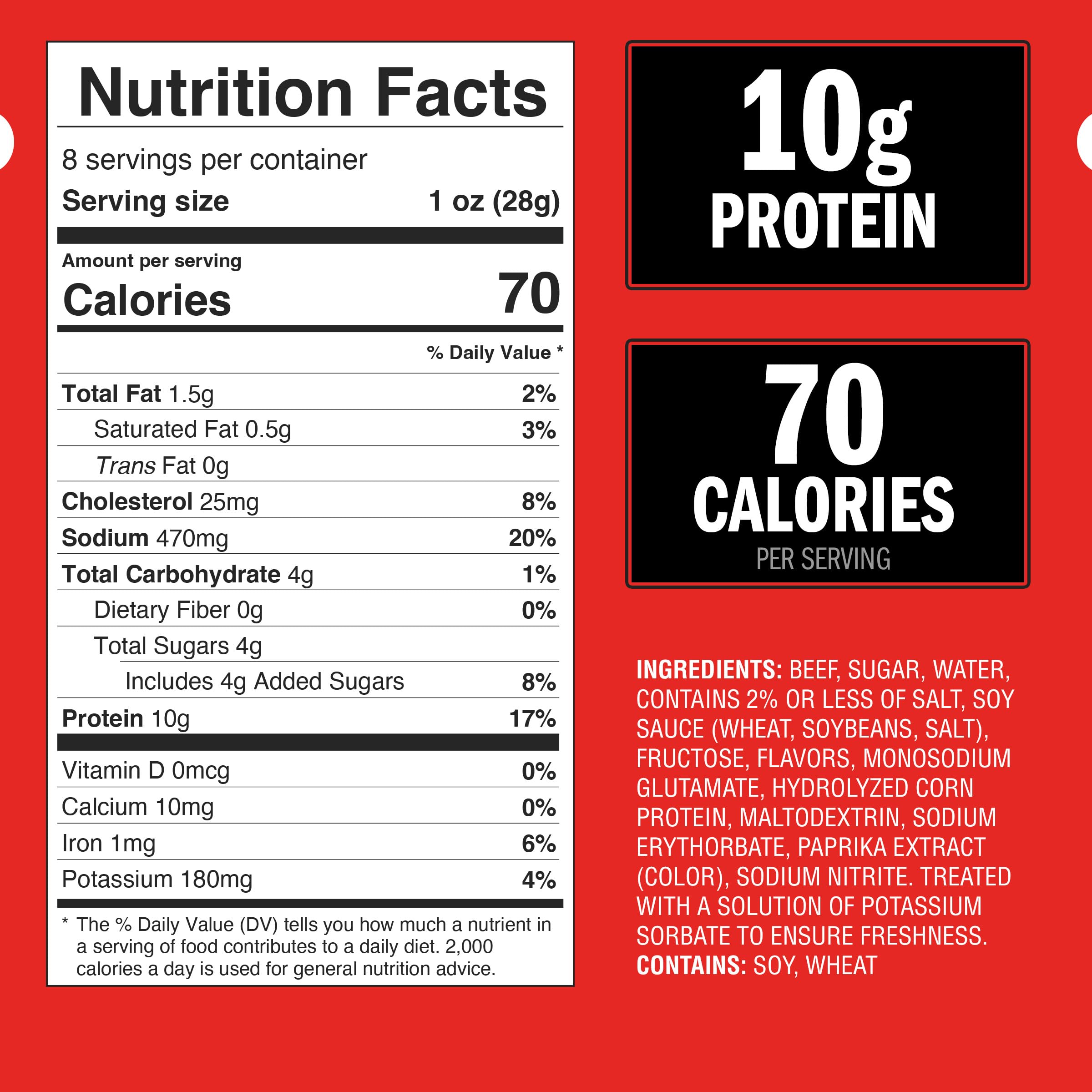 Jack Link's Beef Tender Bites, Teriyaki, Half Pounder Bag - Flavorful Meat Protein Snacks for Lunches, 10g of Protein and 70 Calories per Serving, Made with 100% Beef thumbnail 2