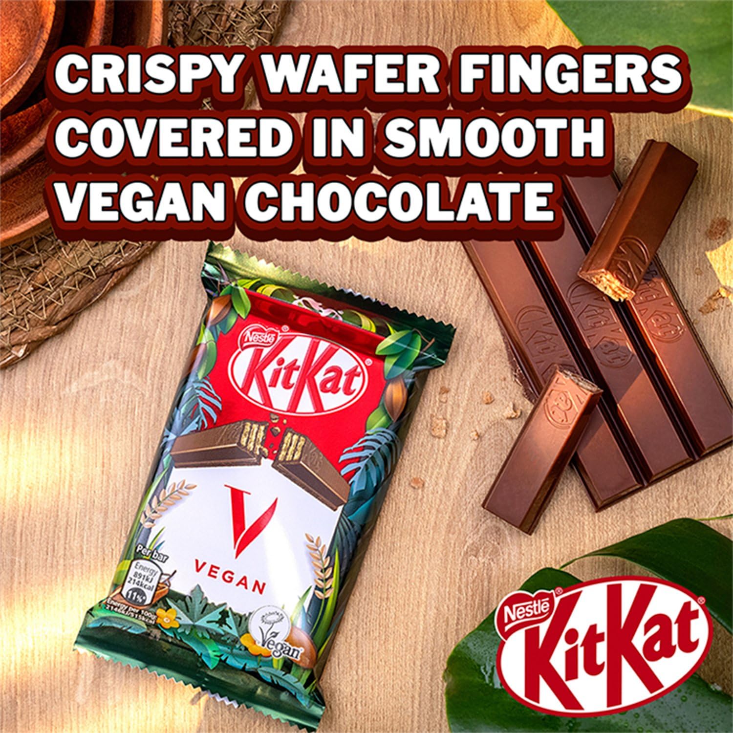 KitKat Vegan 4 Finger Bar, 41.5g - Plant Based Chocolate Wafer Bar, Dairy Free Healthy Chocolate, 1.46 Ounce