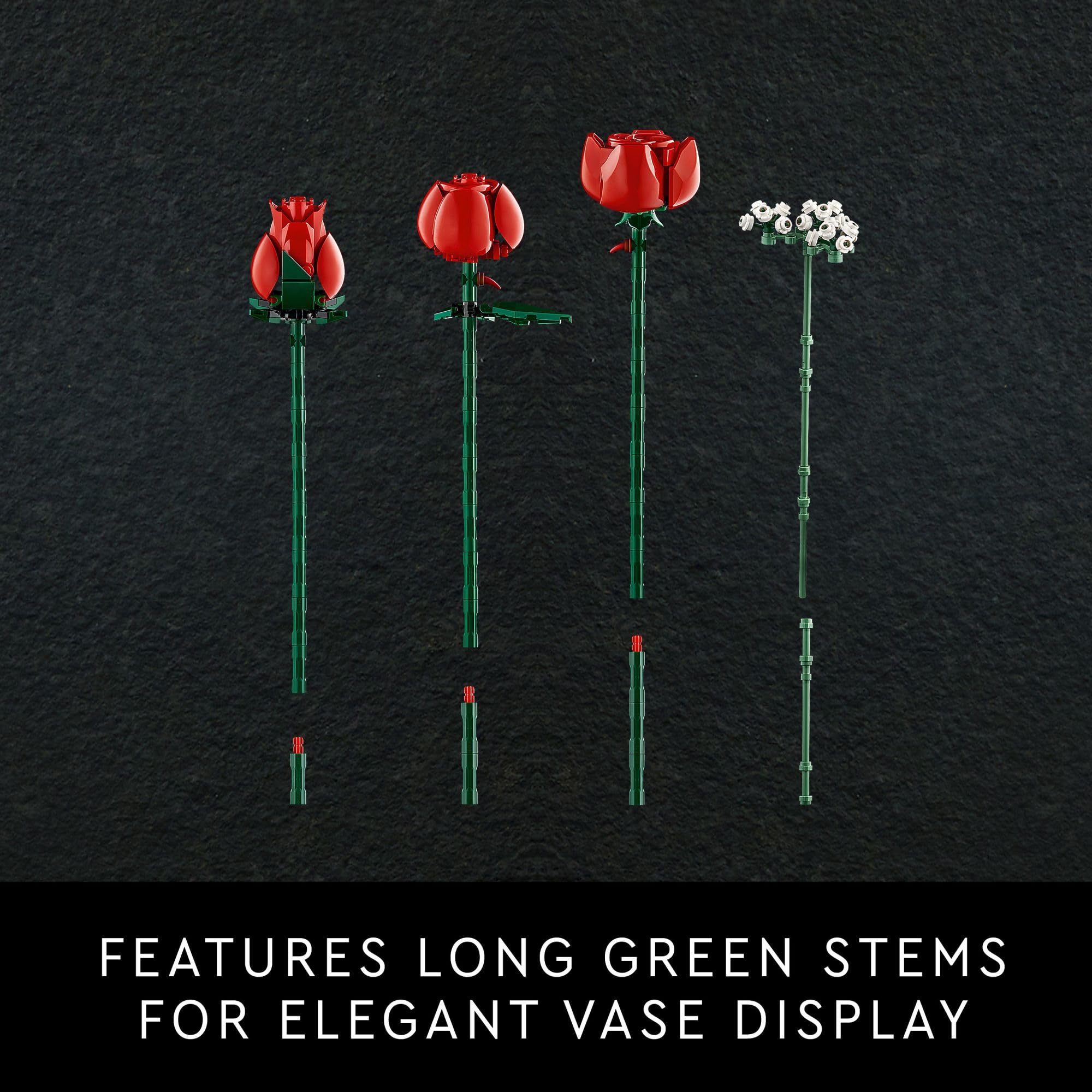 LEGO Botanicals Bouquet of Roses Artificial Flowers - Fake Red Roses Building Set for Adults, Ages 18+ - DIY Kit for Home Decoration - Gift for Mother's Day - 10328 thumbnail 5
