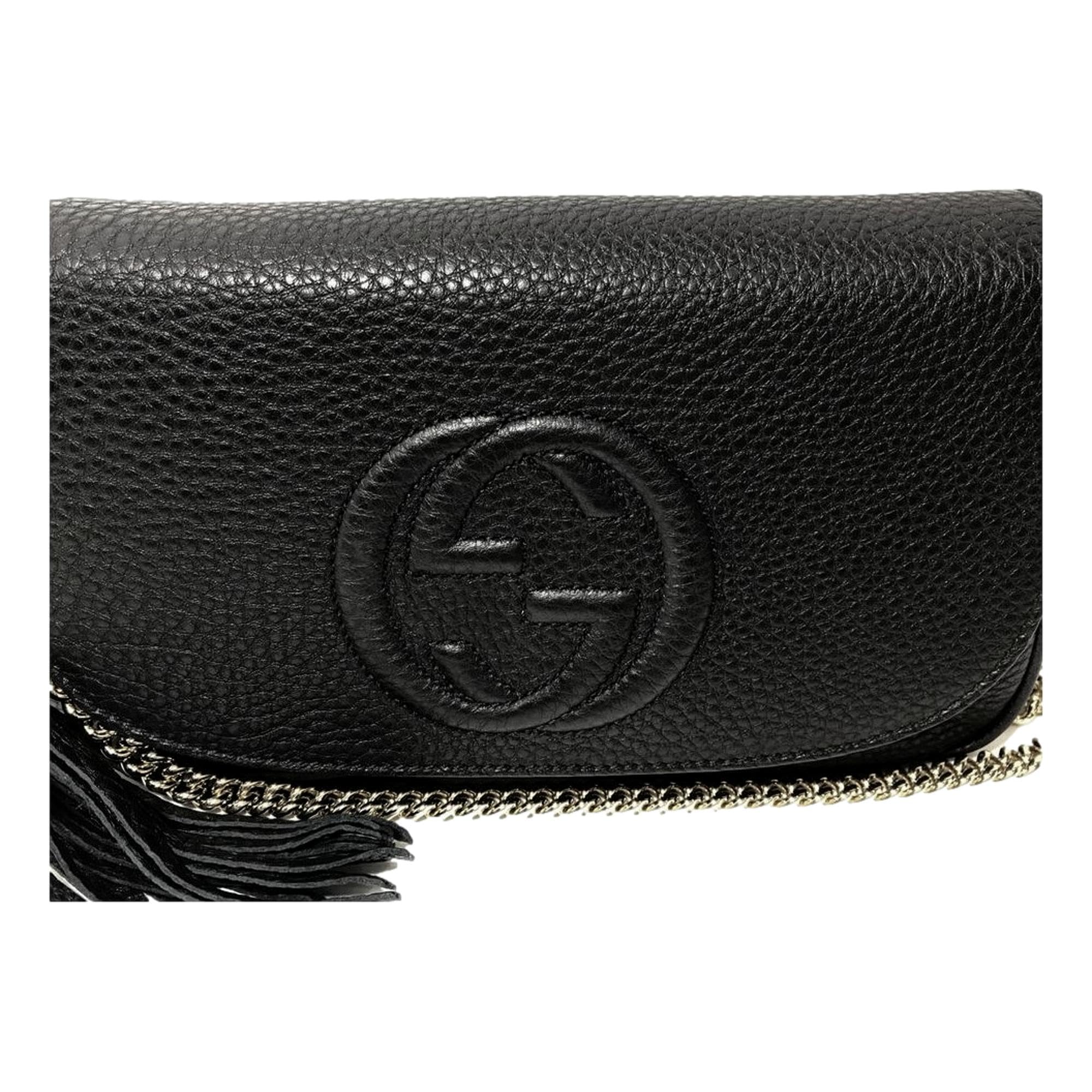 Gucci Soho Leather Flap Shoulder Bag Black Gold Tassel New Authentic: Gucci Soho Leather Flap Shoulder Bag Black Gold Tassel New Authentic