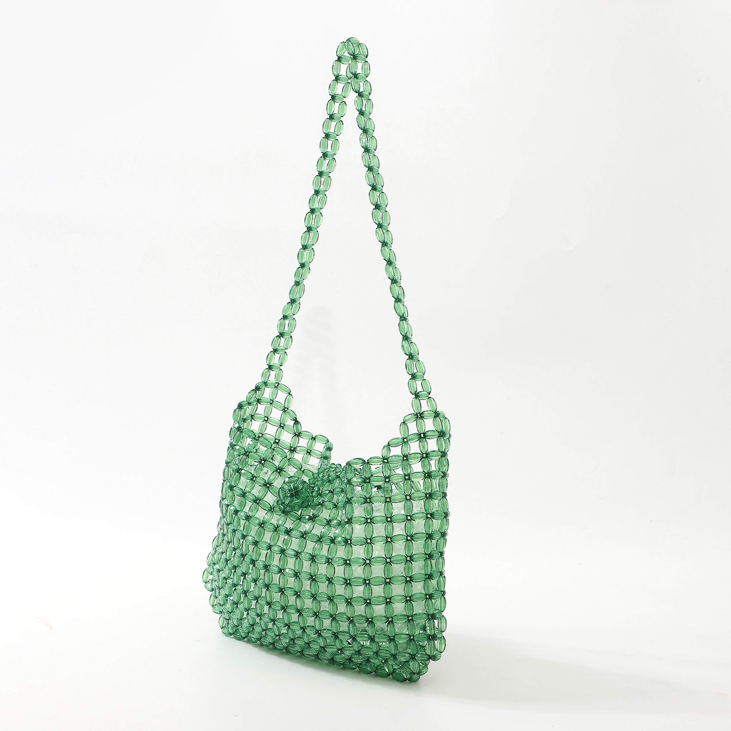 Abvokury YIFEI Women Green Colored Transparent Beaded Acrylic Shoulderbag Evening Handmade Crossbody Bags: Abvokury YIFEI Women Green Colored Transparent Beaded Acrylic Shoulderbag Evening Handmade Crossbody Bags