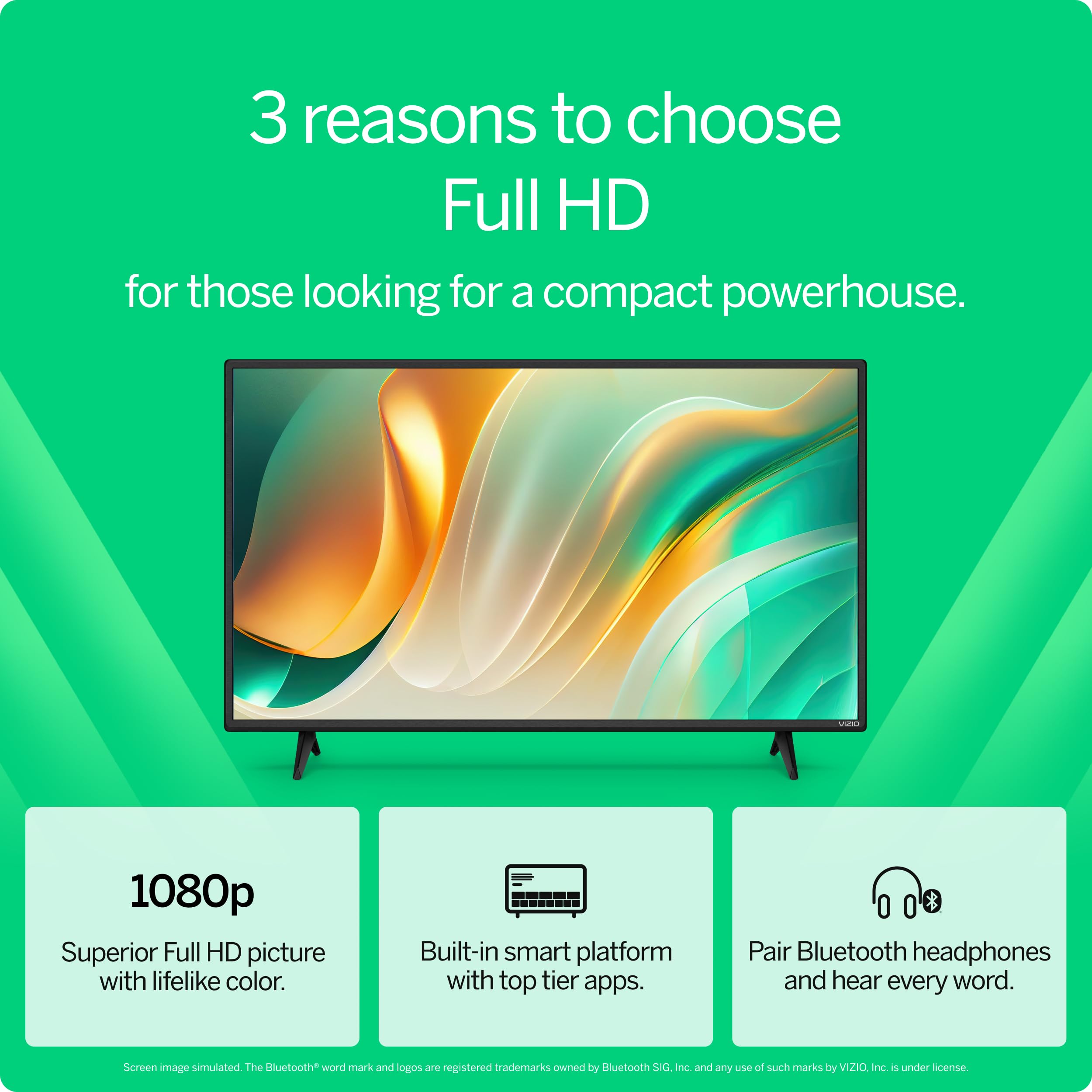 VIZIO 32-inch Full HD 1080p Smart TV VFD32M-08, DTS Virtual: X, Alexa Compatibility, Google Cast Built-in, Bluetooth Headphone Capable, New: 32 inch