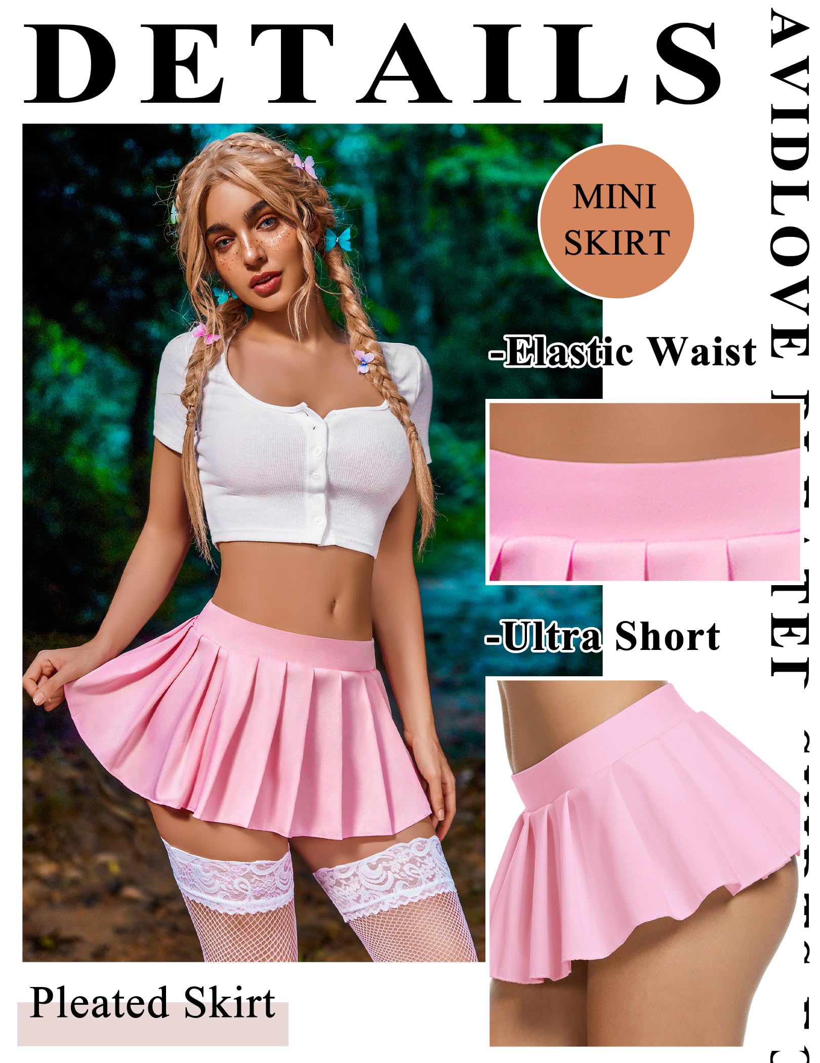 Avidlove Pleated Skirts for Women Y2k Mini Skirt Casual Short Skirts Micro Skirt XS-4XL: Small Bpink
