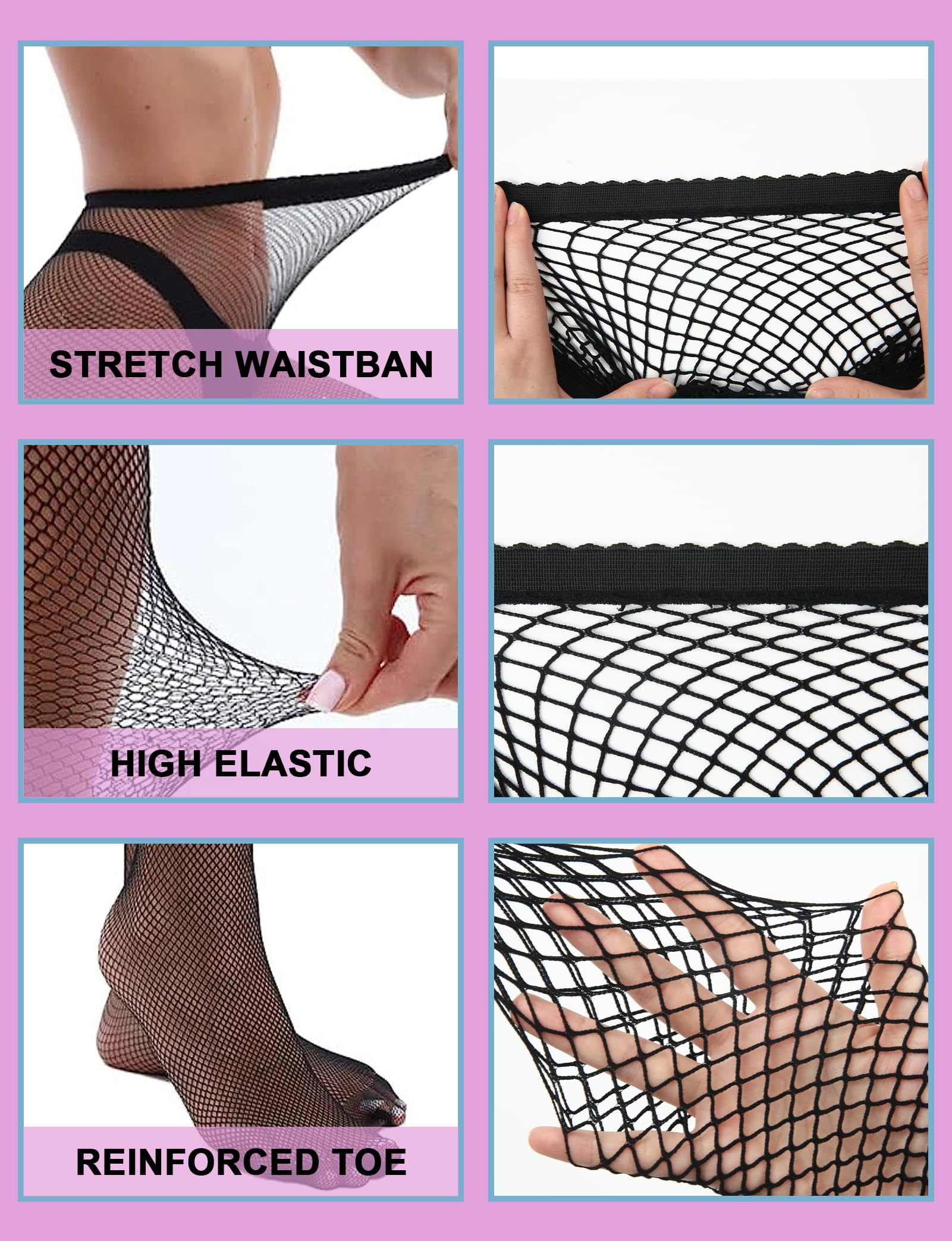 Buauty Plus Size Fishnet Stockings for Women - 3 Pairs Sexy Fishnets Tights, Halloween Fish Net Stockings,Gothic Clothes thumbnail 3