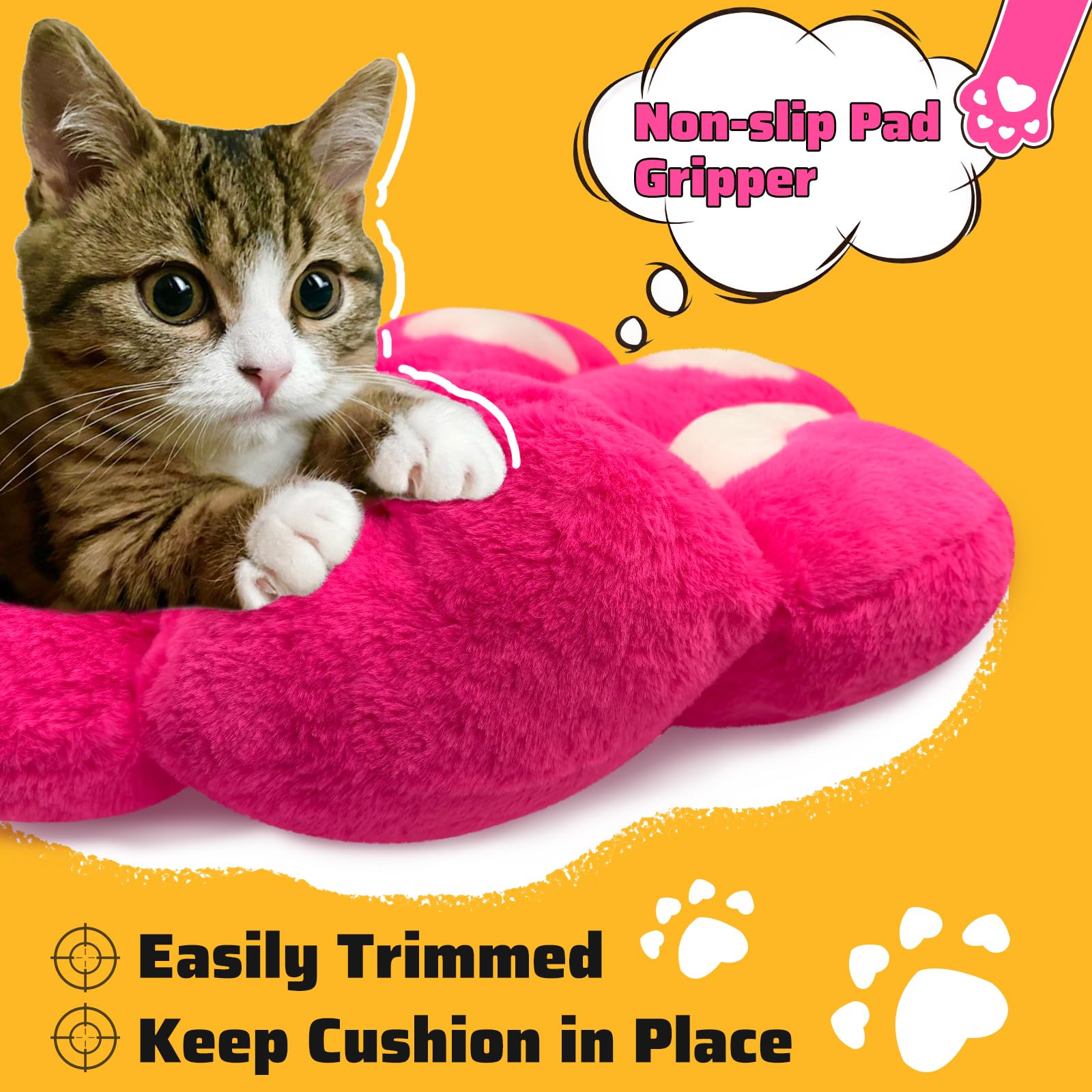 MOONBEEKI Cat Paw Cushion Chair Comfy Kawaii Plush Seat Cushions Shape Lazy Pillow for Gamer Chair 28"x 24" Cozy Floor Cute Seat Kawaii for Girl Worker Gift, Dining Room Bedroom Decorate Black: Red 28 Inch