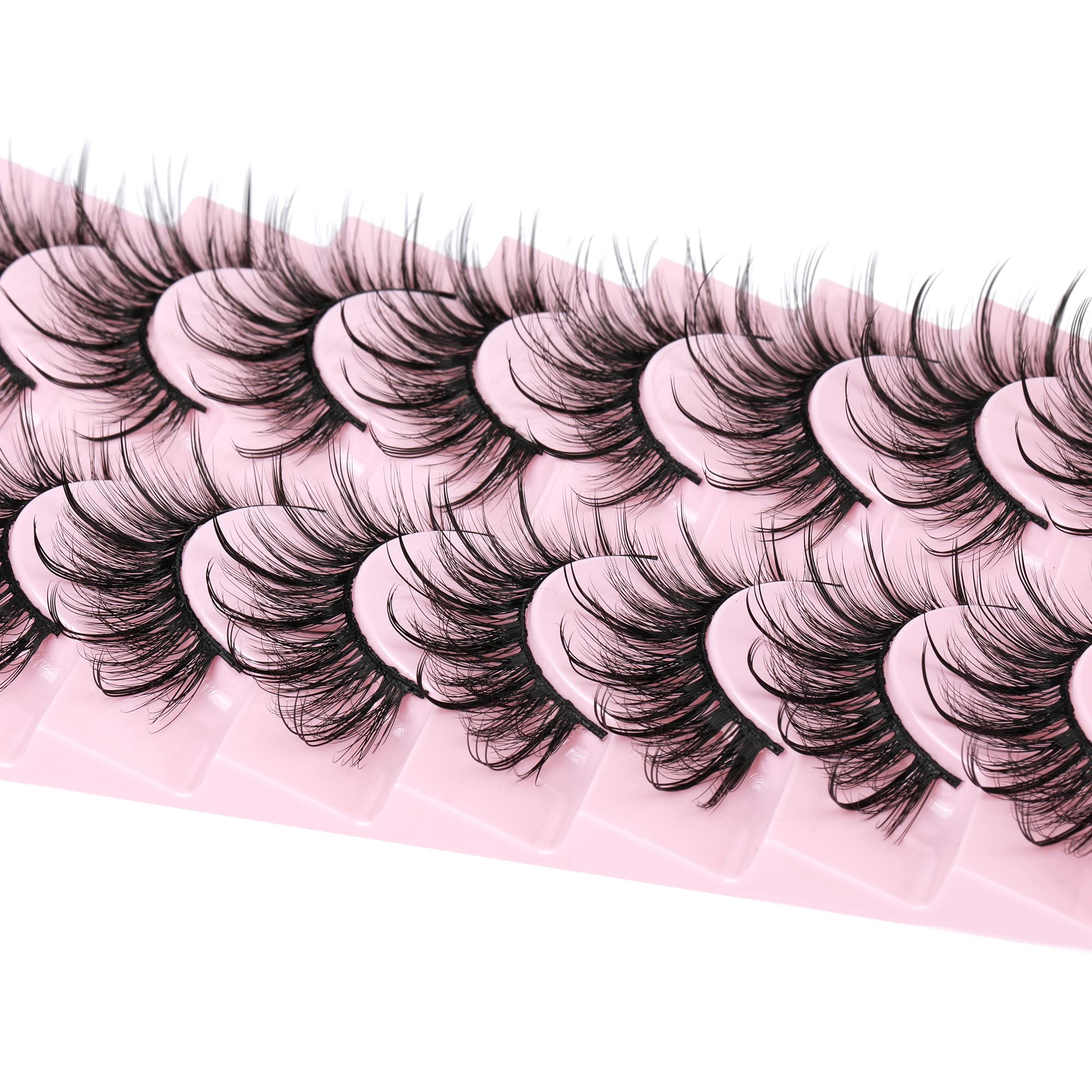 False Eyelashes Fluffy Faux Mink Lashes Wispy Fairy Cat Eye Lashes Spiky Strip Lashes Extension Natural Volume Fake Lashes Pack by GVEFETIEE 8 Pairs Black: D- Fairy