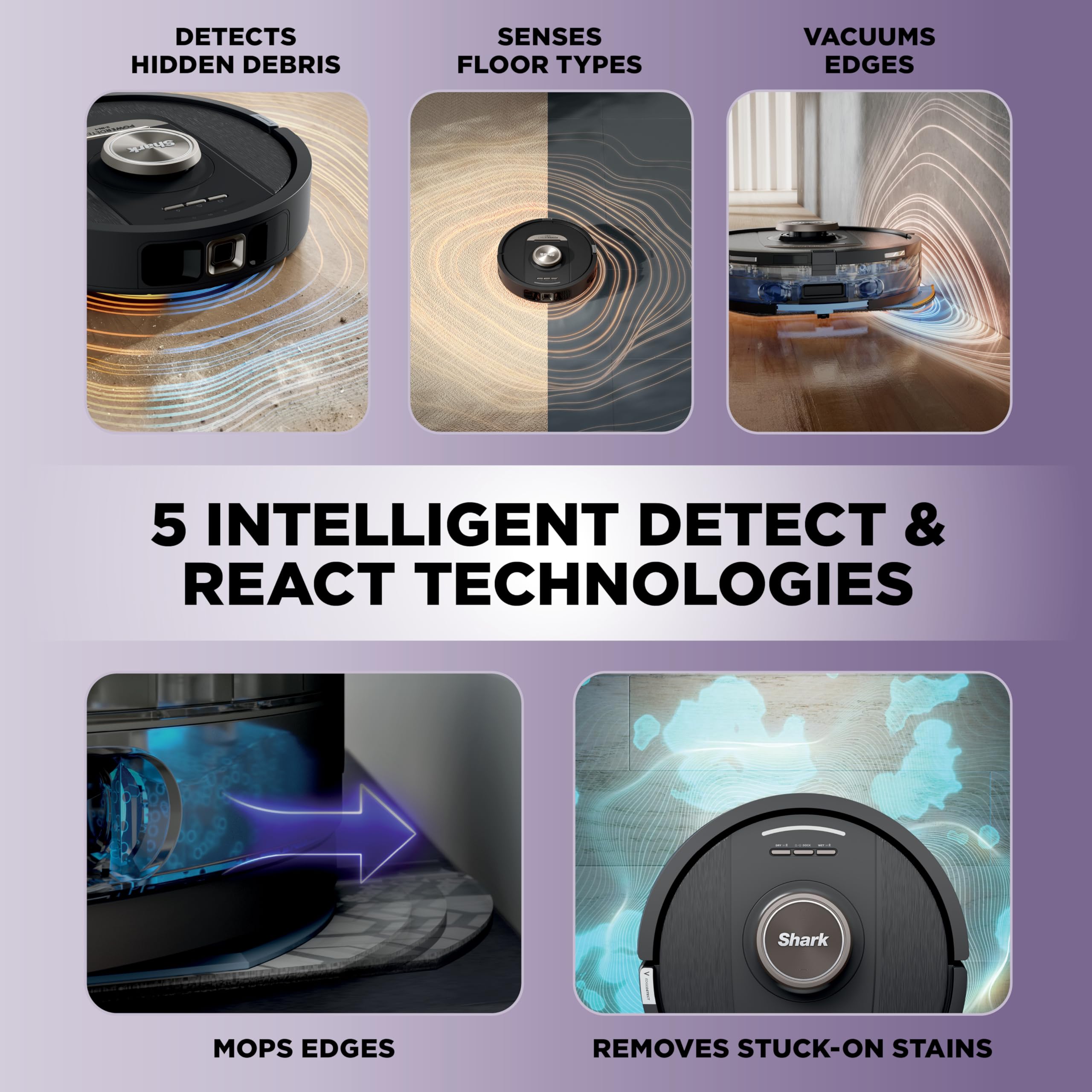 Shark Robot Vacuum & Mop Combo, PowerDetect NeverTouch Pro,Self-Emptying,Self-Refill with Self-Clean Pad Wash & Dry, 60-Day Debris Capacity,30-Day Refill Tank, 5PowerDetect Technologies,White,AV2800ZE: Shark PowerDetect NeverTouch, Self-Empty & Self-Refill, Robot Vacuum and Mop with Bagless, 30-Day Debris Capacity HEPA Base, 30-Day Capacity Refill Tank, Pad Dry, Black, AV2810YS
