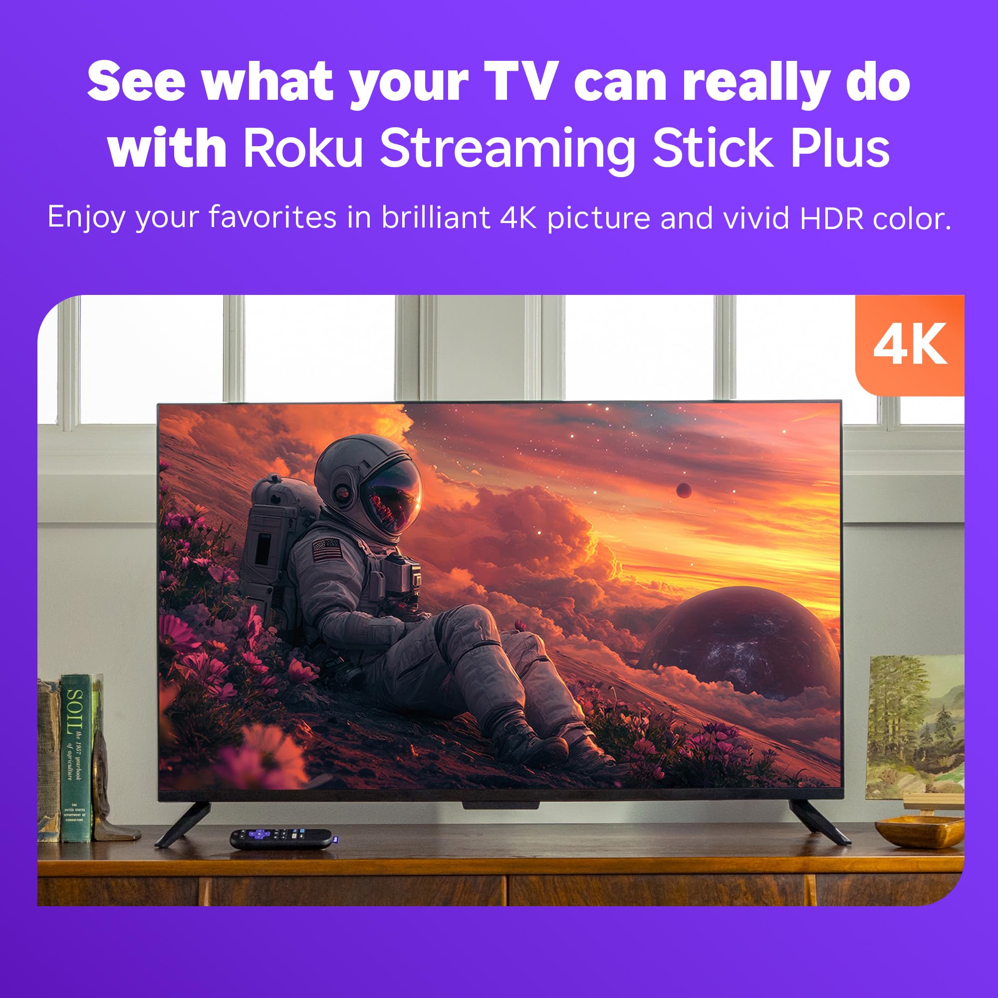Roku Streaming Stick 4K - HDR & Dolby Vision Roku Streaming Device for TV with Voice Remote & Long-Range Wi-Fi - Free & Live TV thumbnail 3