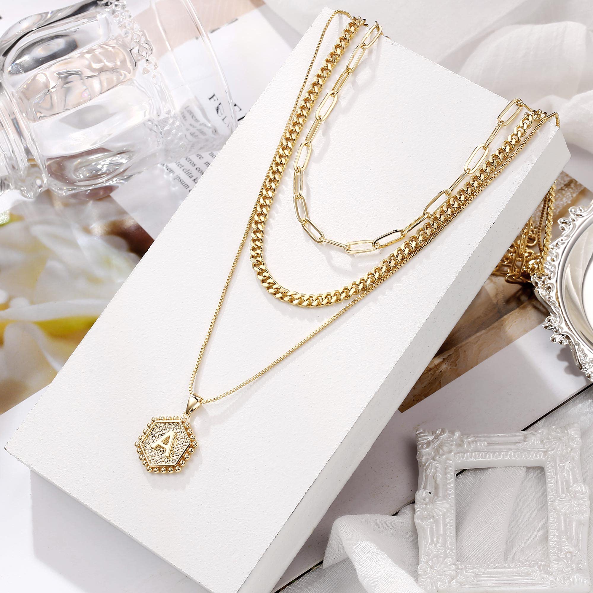 M MOOHAM Layered Initial Necklaces for Women, 14K Real Gold Plated Layered Necklaces for Women Initial Necklaces Paperclip Chain Necklaces for Women Gold Necklace for Women Gold Jewelry for Women thumbnail 6