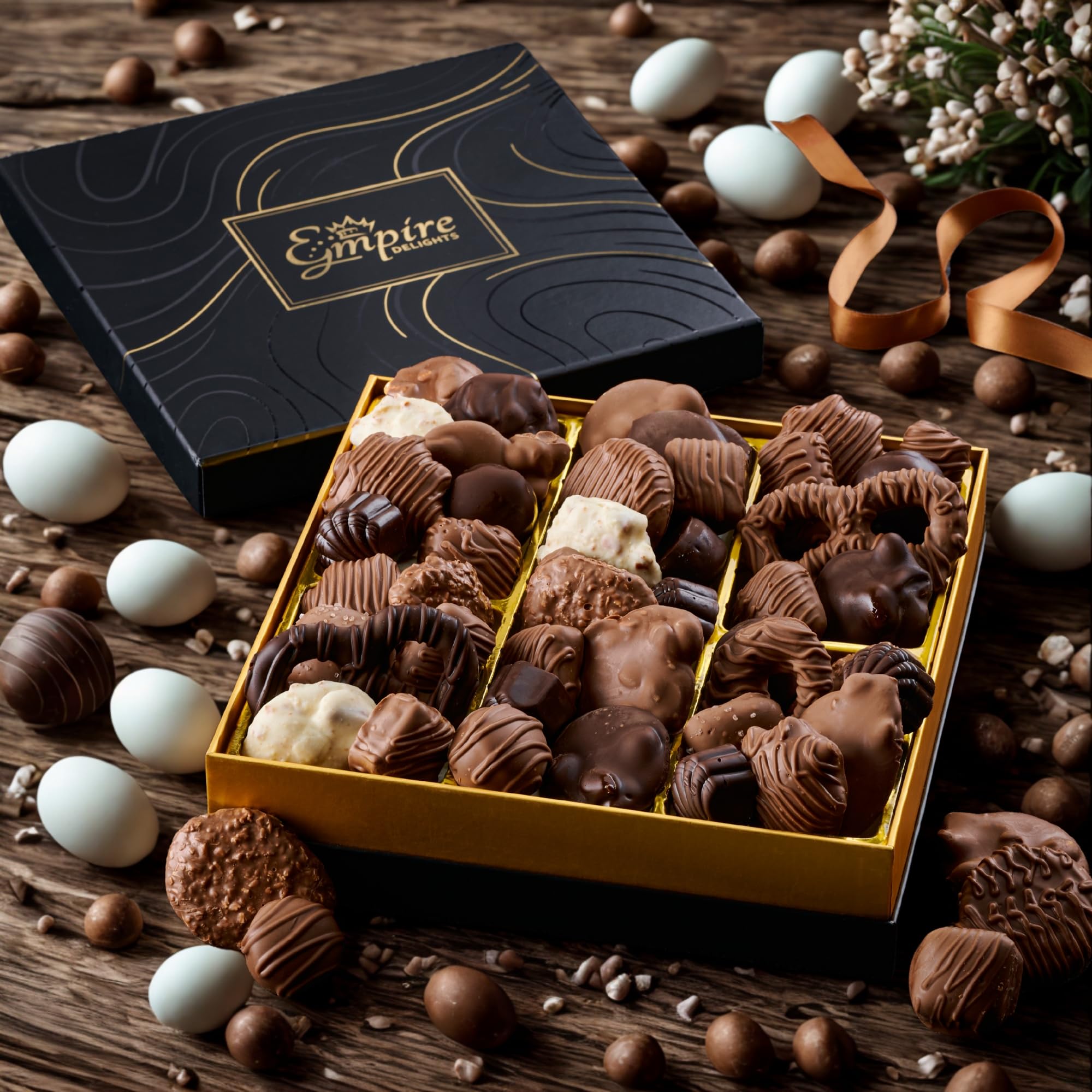 Chocolate Gift Box with Assorted Gourmet Chocolates - Food Gift Basket for Women and Men - Birthday, Thank You, Present idea for Him and Her: Twilight Indulgence