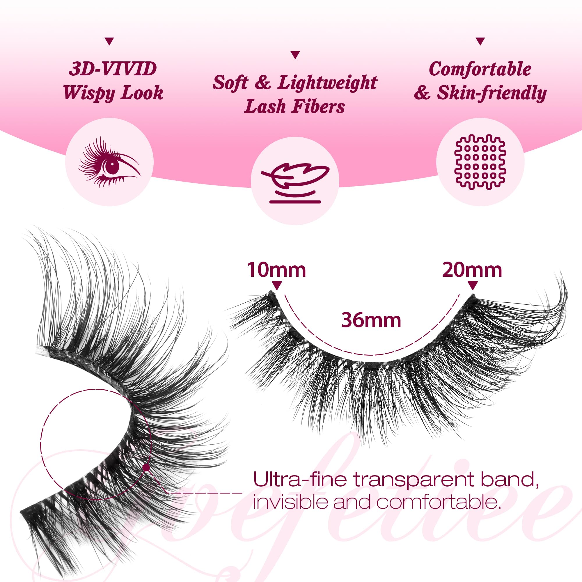 False Eyelashes Fluffy Faux Mink Lashes Wispy Fairy Cat Eye Lashes Spiky Strip Lashes Extension Natural Volume Fake Lashes Pack by GVEFETIEE 8 Pairs Black: False Eyelashes-009