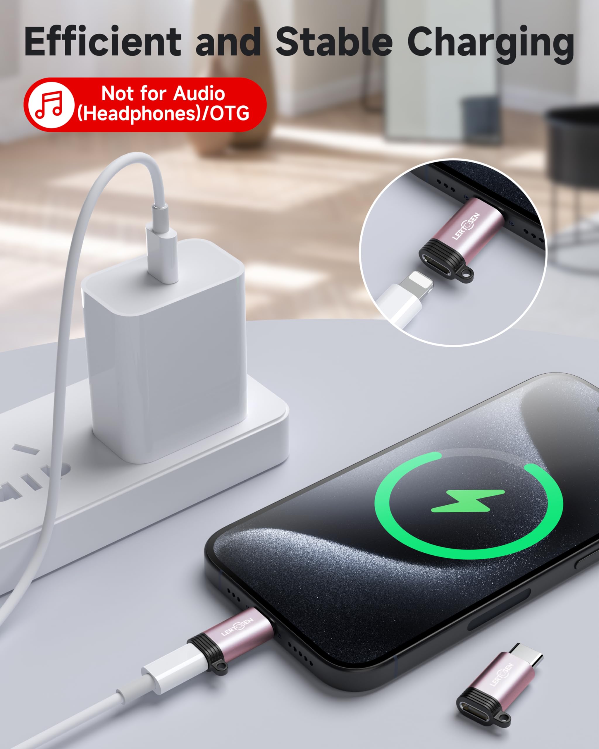 4 Pack Lightning to USB C Adapter for iPhone 15/16 Pro Max/Plus,Samsung S24,iPad Air,Fast Charging & Data Transfer,Type C Charger Connector Cable,Not for Audio/Headphone/OTG,for iPhone 16/15 Charger thumbnail 3