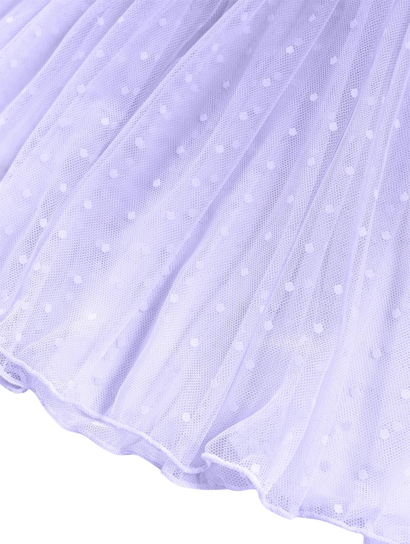 Lilosy Sexy Polka Dots Mesh Sheer Lace Babydoll Chemise Lingerie Set Floral Lace Sleep Wear: Large Light Purple