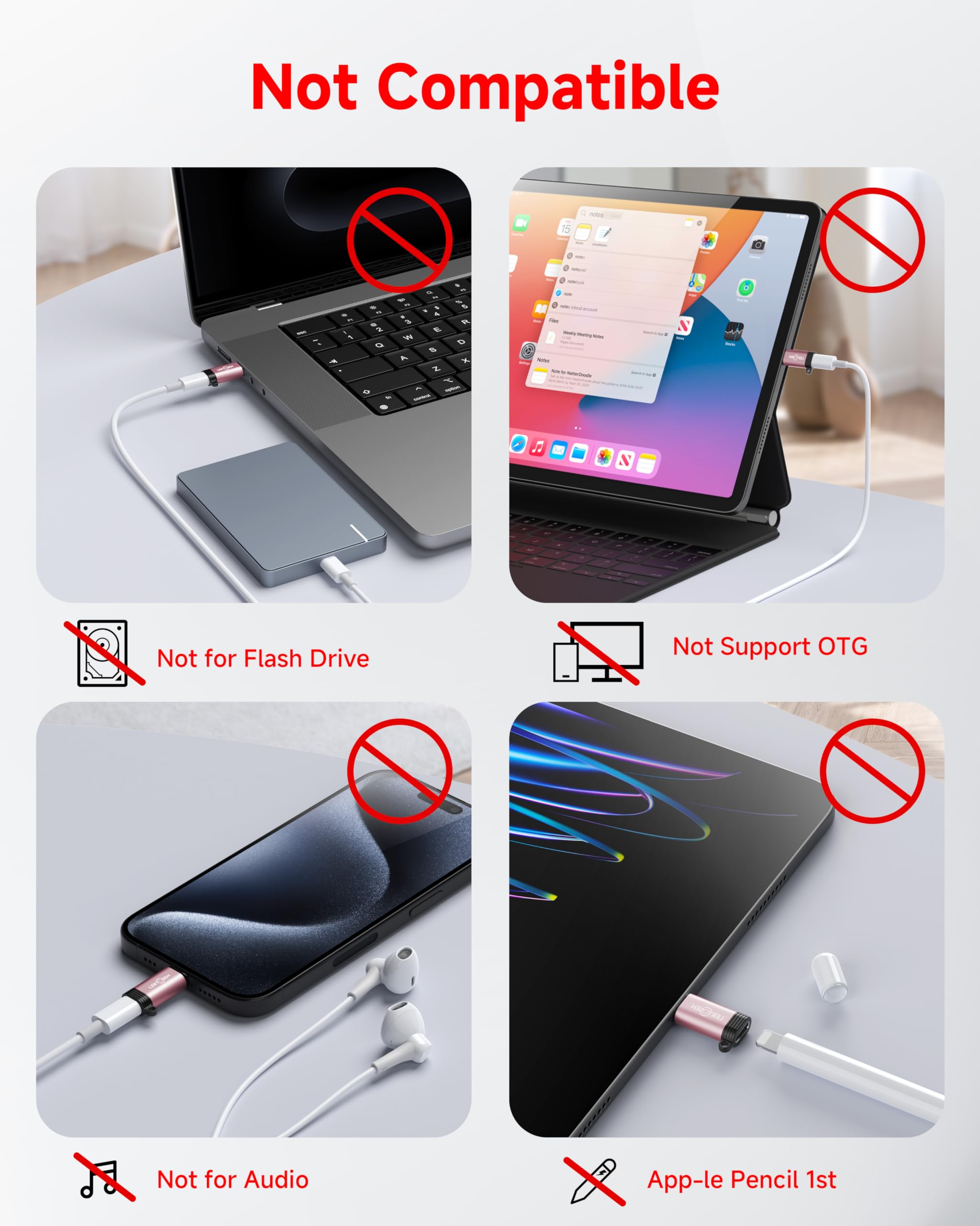 4 Pack Lightning to USB C Adapter for iPhone 15/16 Pro Max/Plus,Samsung S24,iPad Air,Fast Charging & Data Transfer,Type C Charger Connector Cable,Not for Audio/Headphone/OTG,for iPhone 16/15 Charger thumbnail 6