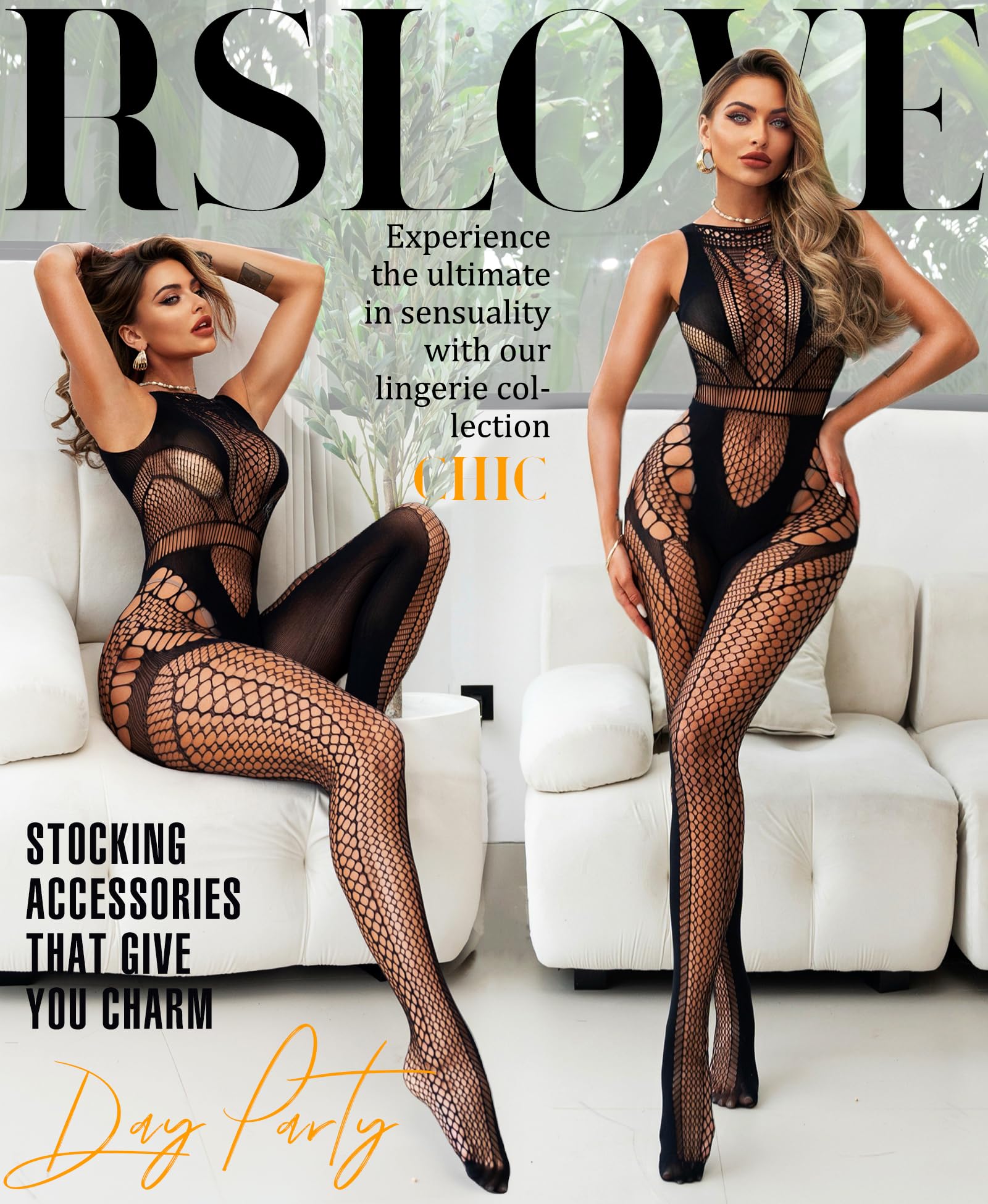 RSLOVE Sexy Lingerie Exotic Bodystocking - Fishnet Cut Out Lingerie Mesh Bodysuit One Piece Babydoll Rave Outfits
