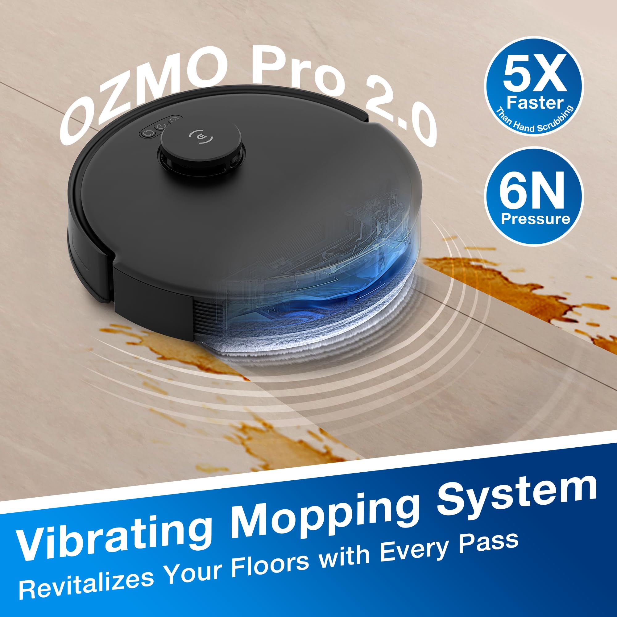 ECOVACS DEEBOT N20 PRO Plus Robot Vacuum and Mop,with Bagless Self Emptying Station, 8000Pa Suction,OZMO Pro 2.0 Vibrating Mopping System, Anti-Tangle Technology,45-Day Capacity,300 Minutes Runtime thumbnail 6