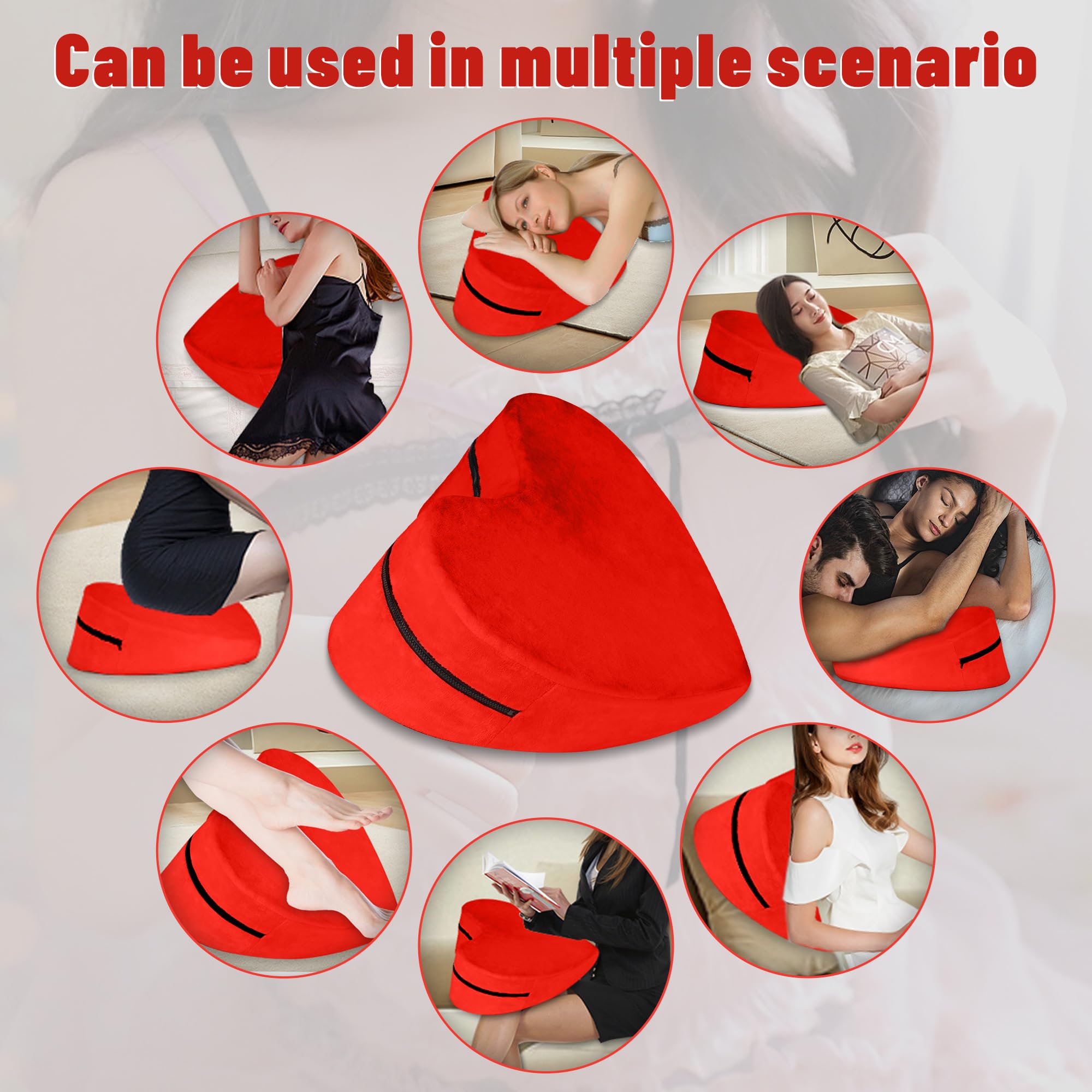 Sex Pillow Foam Heart Pillow Sex Position Pillow for Adults Sex Cushion Sex Furniture for Bedroom Couples Sex Toys: Red