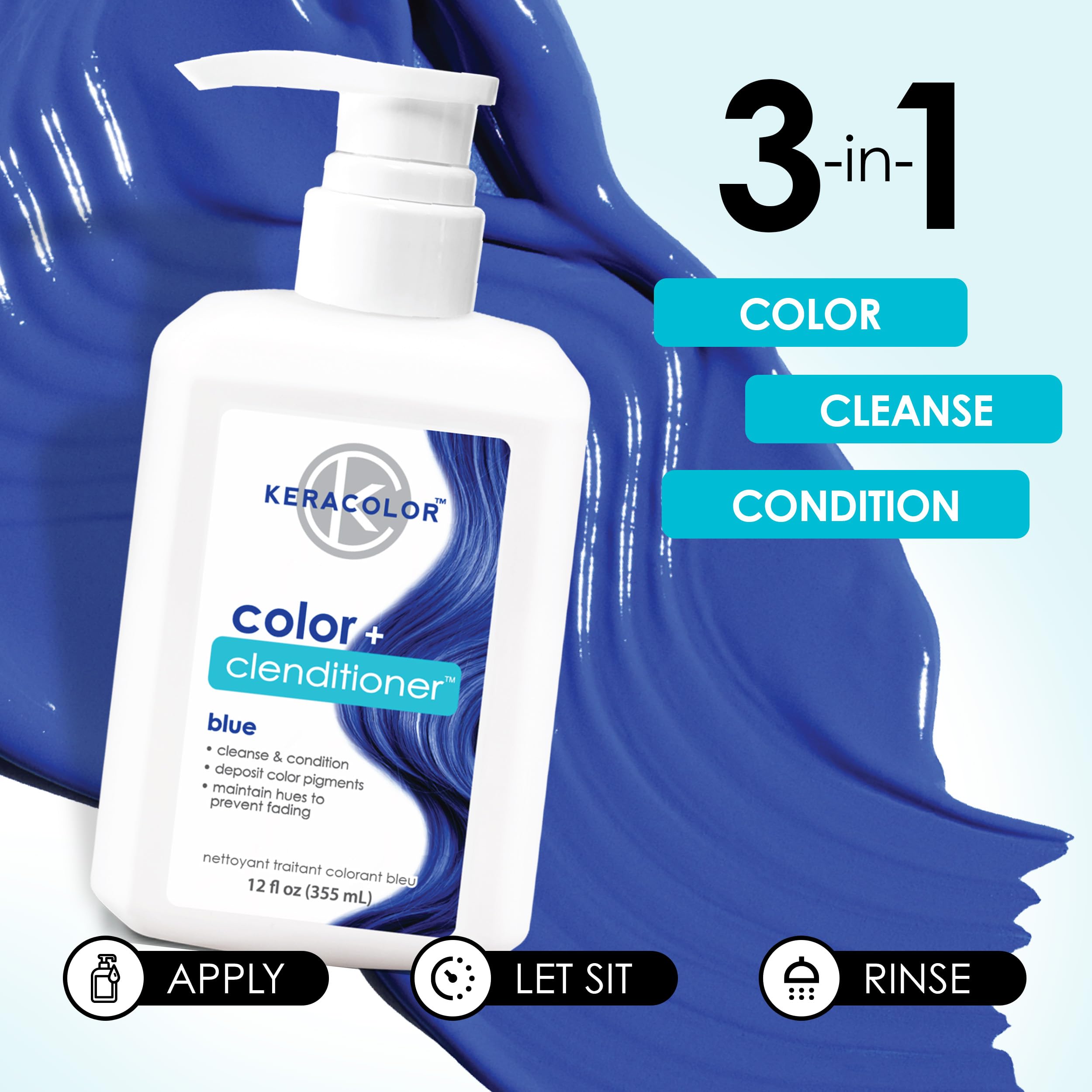 Keracolor Color + Clenditioner 3-in-1 Color-Depositing Conditioner, Gently Cleanses & Conditions, Semi-Permanent Hair Color, 23 Shades, 12 Fl Oz thumbnail 4
