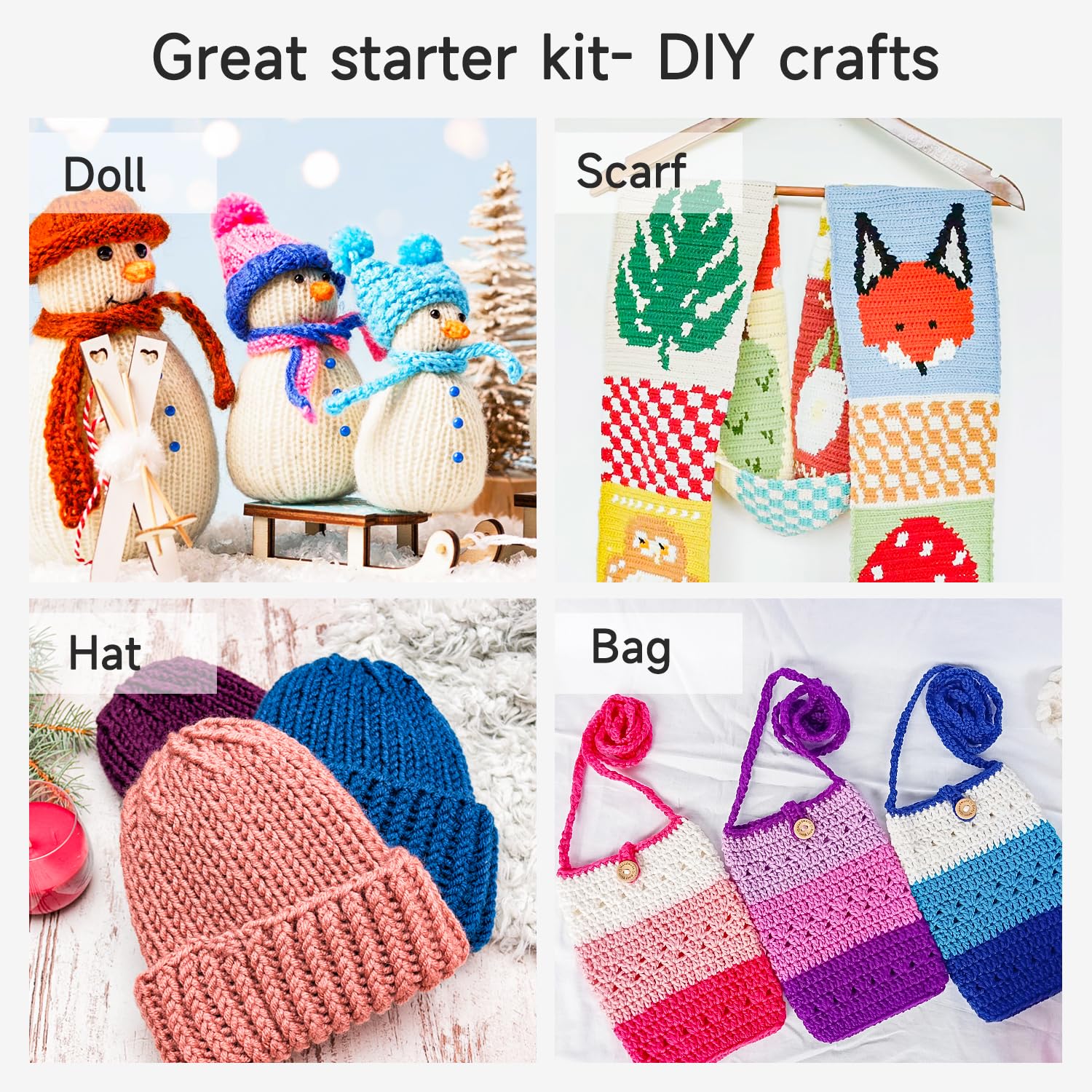 INSCRAFT  with Yarn Set– 1600 Yards Assorted Yarn for Knitting and Crochet, 73PCS Crochet Accessories Set Including Ergonomic Hooks, Knitting Needles & More Ideal Beginner Kit