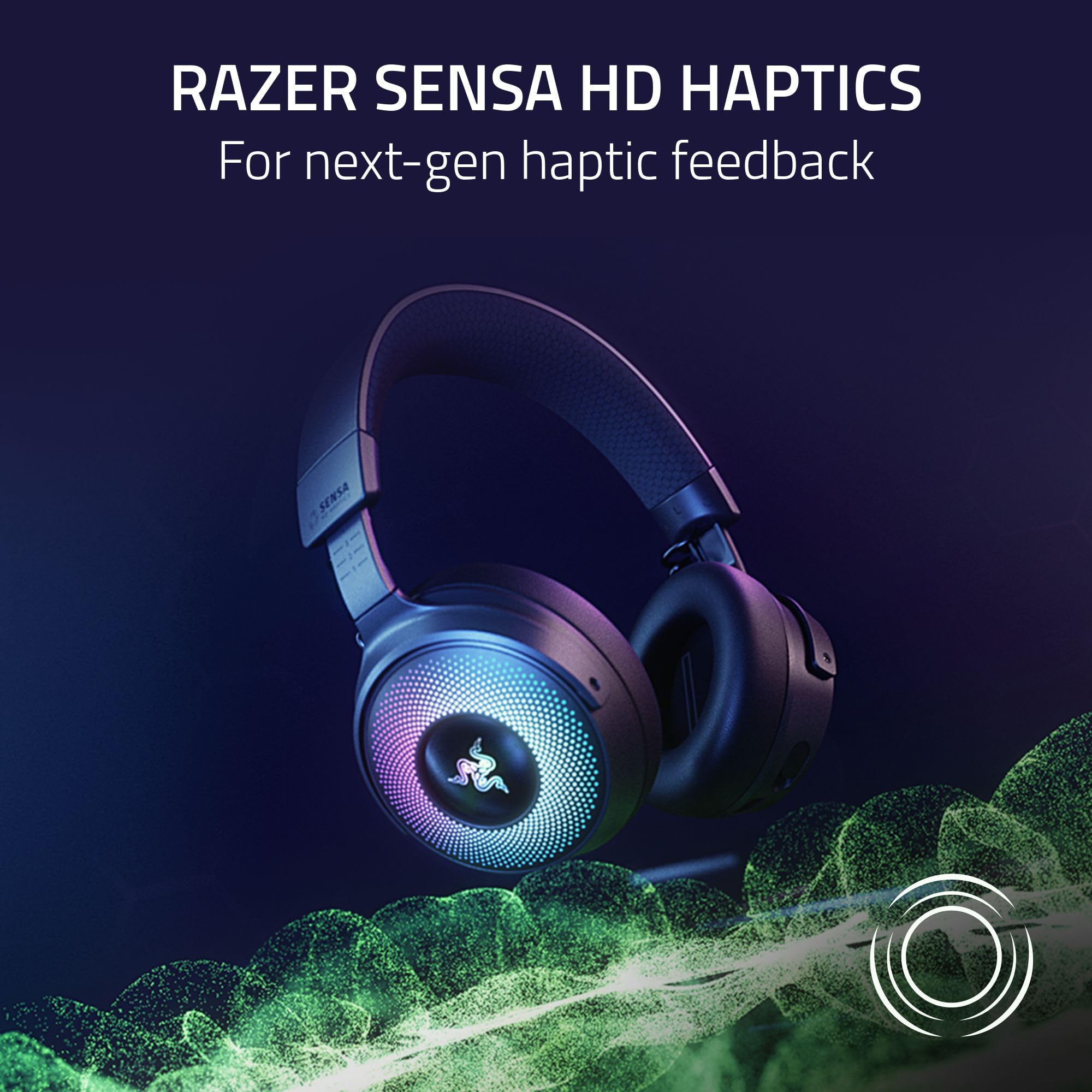 Razer Kraken V4 Pro Wireless Gaming Headset: OLED Control Hub - HD Haptics - 2.4GHz Wireless - Bluetooth - USB - 3.5 mm - Super Wideband Mic - For PC, Mac, PS5, Nintendo Switch, Steam Deck, Smartphone