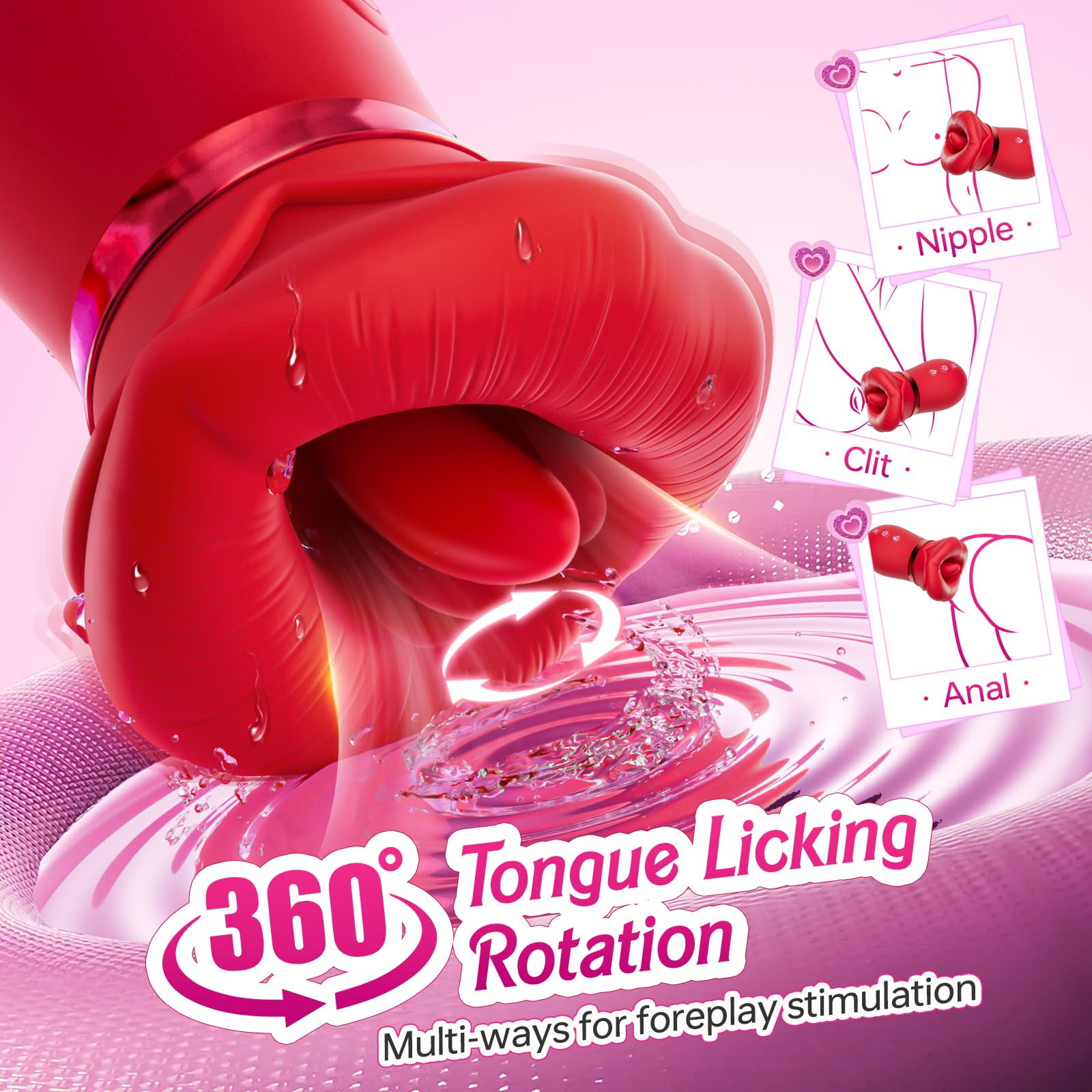 Vibrator Adult Sex Toys for Women - Sovokn 5IN1 Mouth Sucking Vibrator Rose Sex Toy, 10 Tongue Licking, 3 Auto & 1 Manual Sucking Adult Toys New APP, Clit Nipple Vibrator Female Couple Sex Toys,: A Red