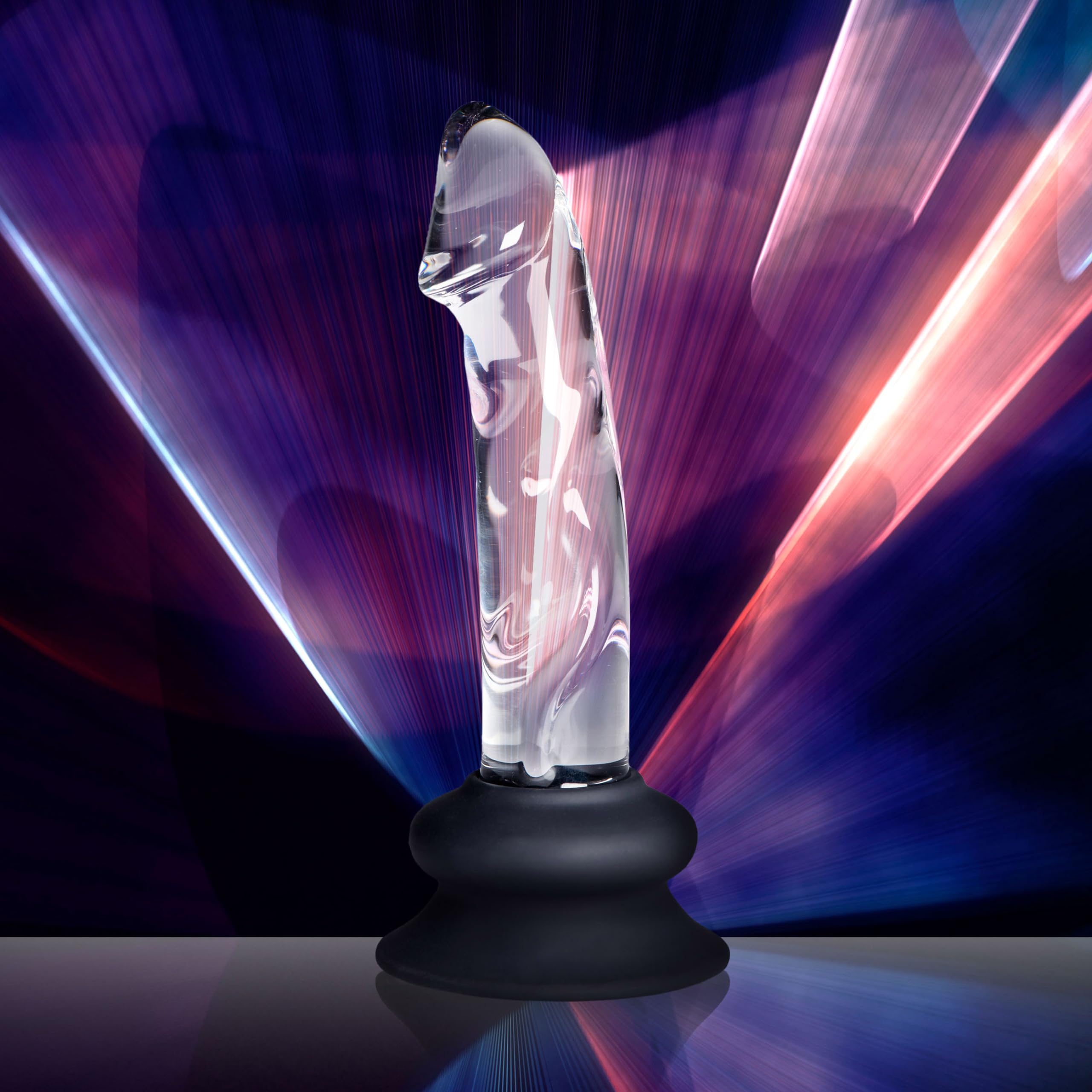 Pleasure Crystals 7.6" Glass Dildo with Silicone Base for Men, Women & Couples. Realistic Texture, Includes Removable Silicone Suction Cup, Ideal for Temperature Play. 2 Pieces, Clear. thumbnail 8