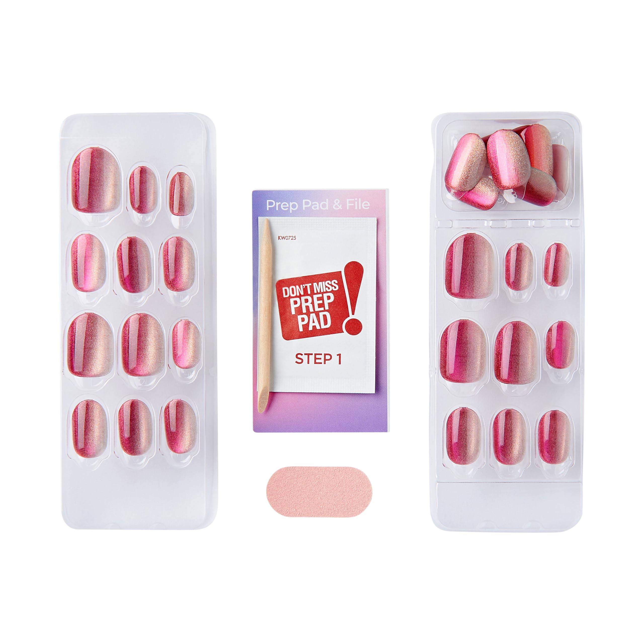 KISS imPRESS No Glue Mani Press On Nails, Color FX, '', Red, Short Size, Oval Shape, Includes 30 Nails, Prep Pad, Instructions Sheet, 1 Manicure Stick, 1 Mini File