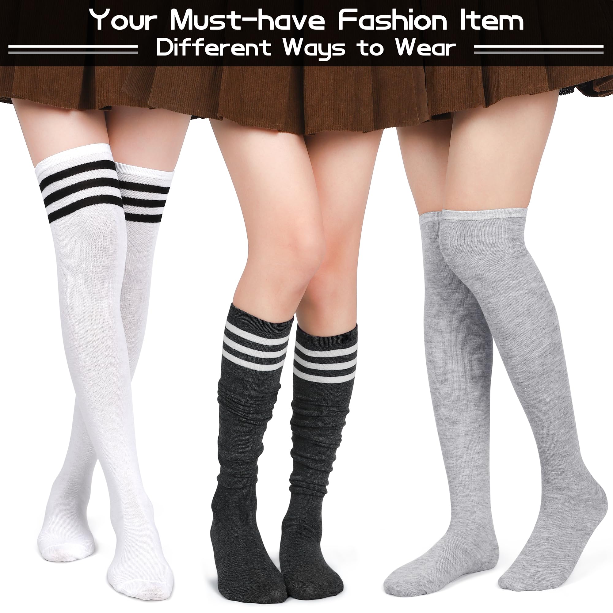 Aneco 6 Pairs Over Knee Thigh Socks Knee-High Warm Stocking Women Boot Sock Leg Warmer High Socks for Daily Wear, Cosplay: Aneco 6 Pairs Over Knee Thigh Socks Knee-High Warm Stocking Women Boot Sock Leg Warmer High Socks for Daily Wear, Cosplay