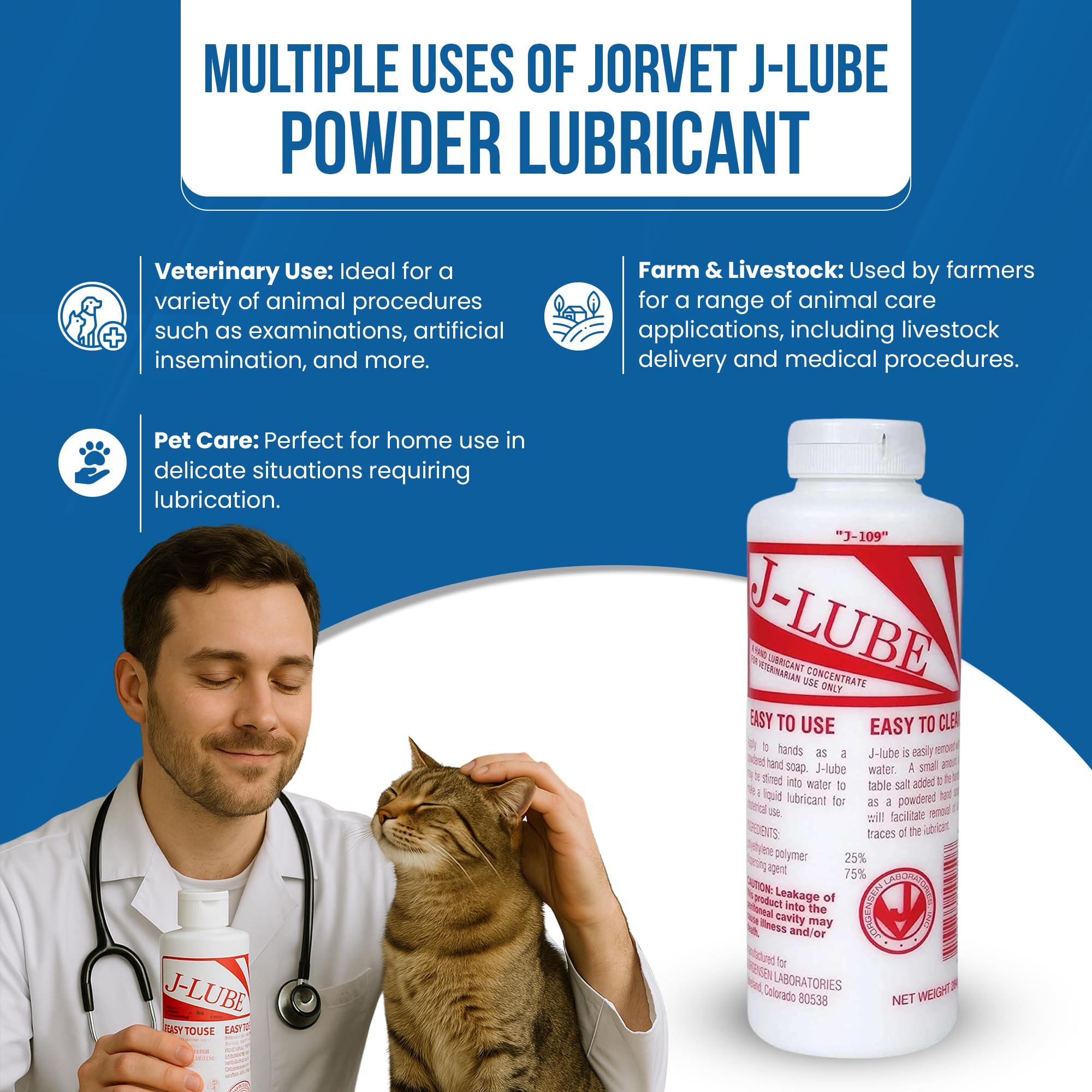 JorVet J-Lube Powder Lubricant | Easy-Mix Formula, Non-Irritating & Mess-Free | 10oz Bottle Makes 6-8 Gallons | Trusted for Veterinary & Obstetrical Use | Safe, Smooth & Easy to Clean | Red White: JorVet J-Lube Powder Lubricant | Easy-Mix Formula, Non-Irritating & Mess-Free | 10oz Bottle Makes 6-8 Gallons | Trusted for Veterinary & Obstetrical Use | Safe, Smooth & Easy to Clean | Red White
