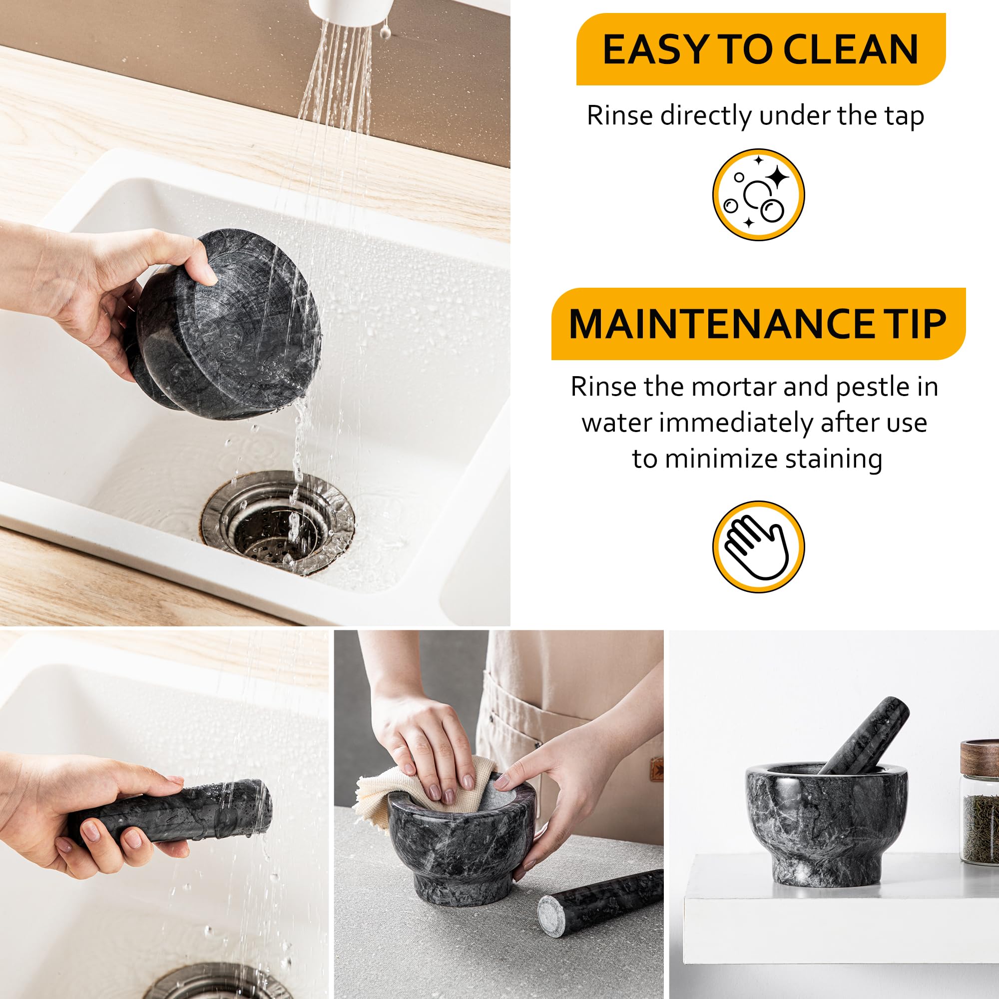 Velaze Large Mortar and Pestle Set, 100% Granite, Natural Unpolished, Herb Crusher, Spice Grinder, Stone Grinder Bowl for Making Guacamole and Pesto, 6.3 Inch Pestle and 16 oz Mortar(2Cup): 10.0 ounces 4.9 Inches 1 MP01