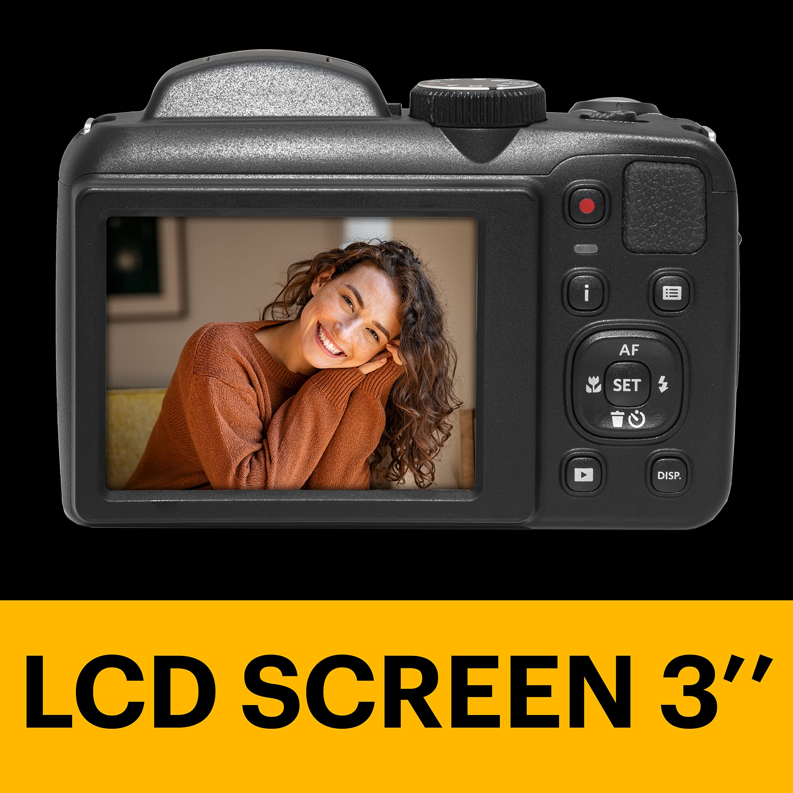 KODAK PIXPRO AZ255-BK 16MP Digital Camera 25X Optical Zoom 24mm Wide Angle Lens Optical Image Stabilization 1080P Full HD Video 3" LCD Vlogging Camera (): Black